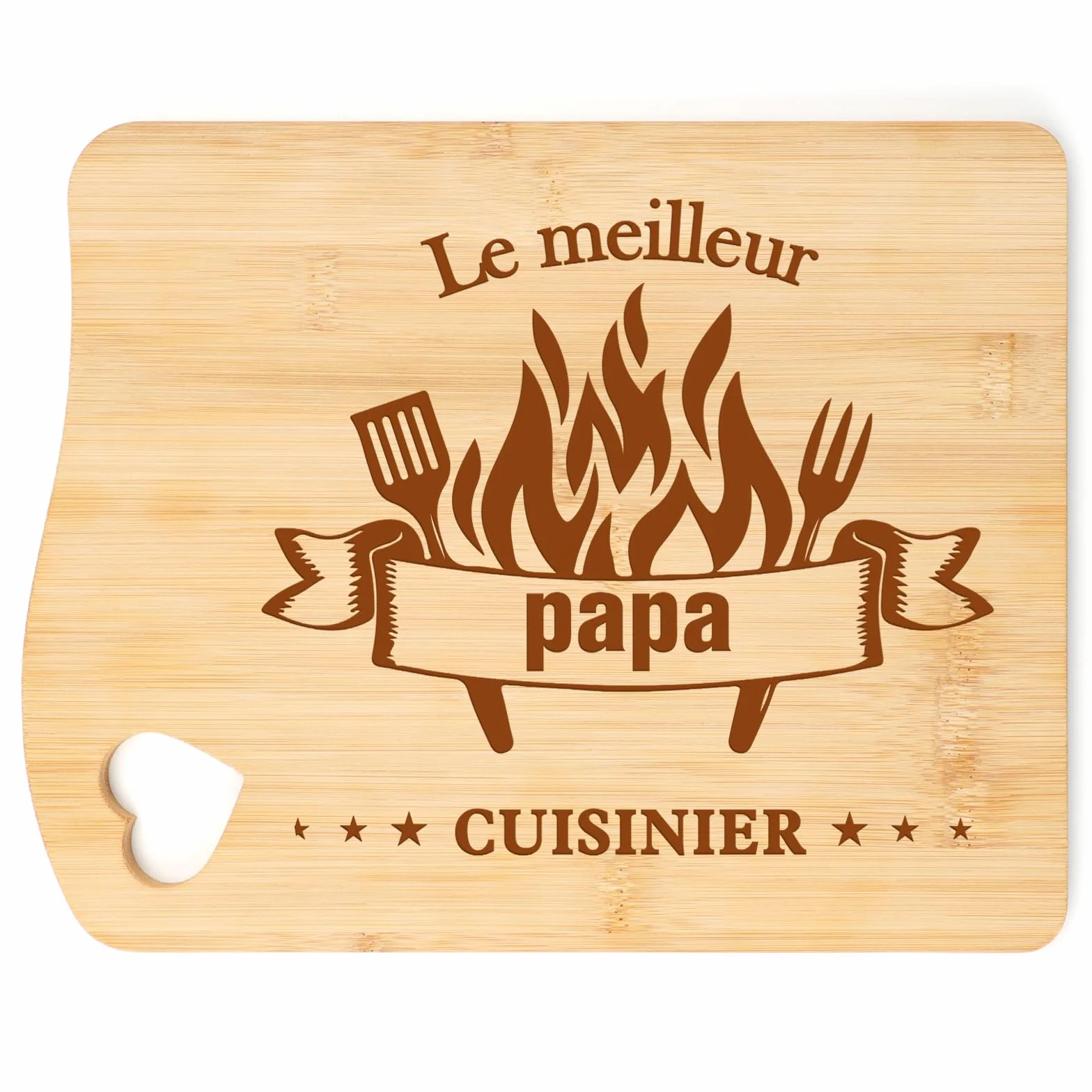 Planche à Découper en Bambou Sculptée Cadeau Papa Fête des Pères