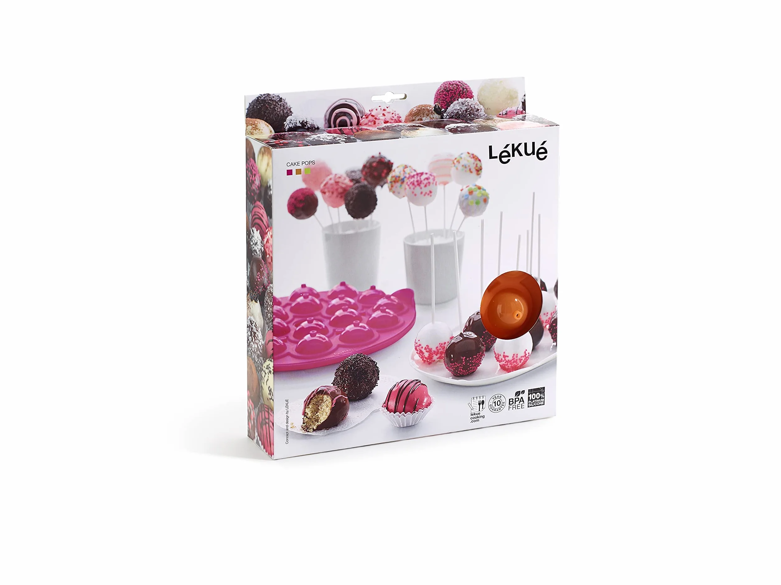 Lékué Cake Pop moule 18 Cavité Silicone 45 x 35 x 25 cm Rose