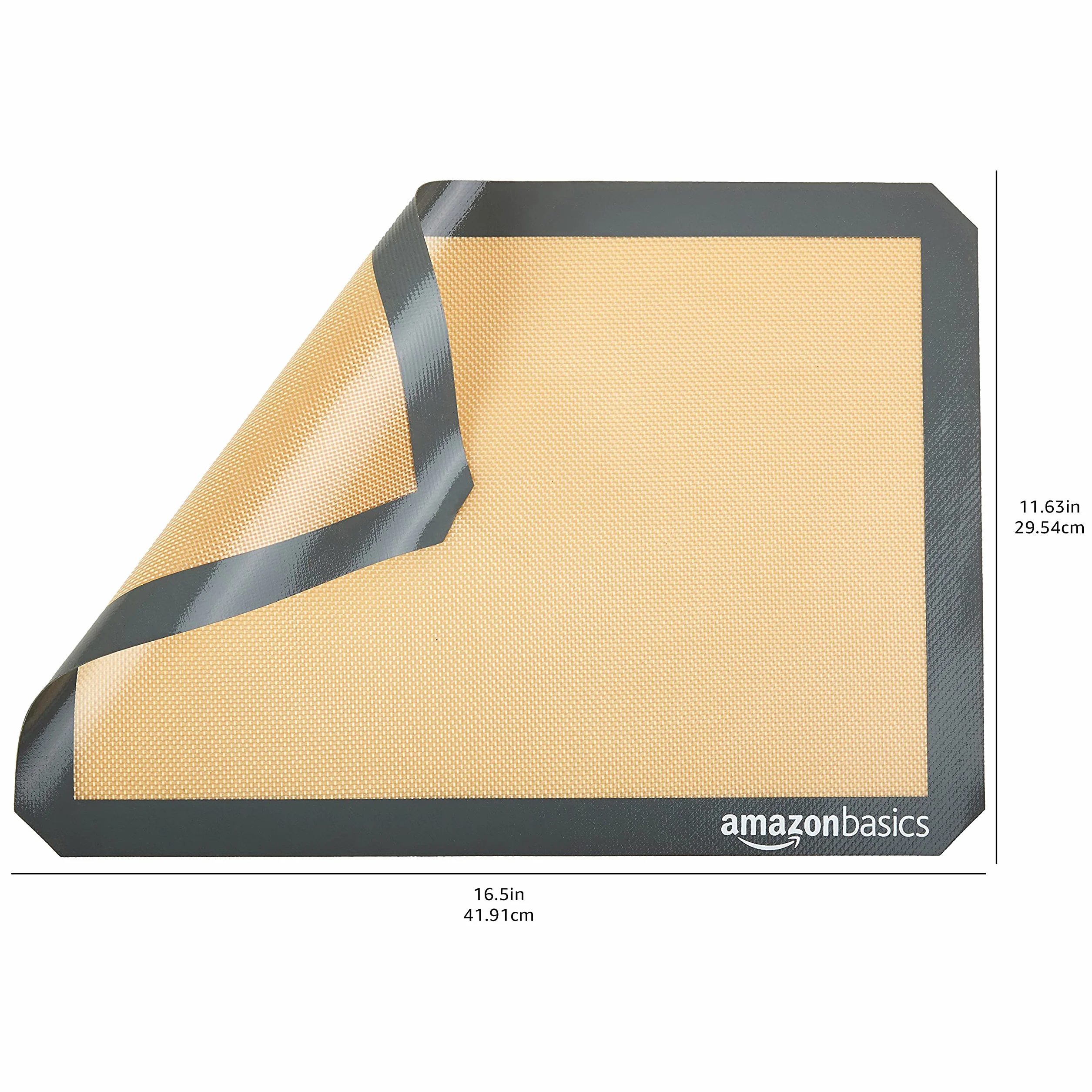 Amazon Basics Tapis de Cuisson en Silicone Rectangulaire 2 Pièces Beige/Gris 29.5cm x 42.0cm