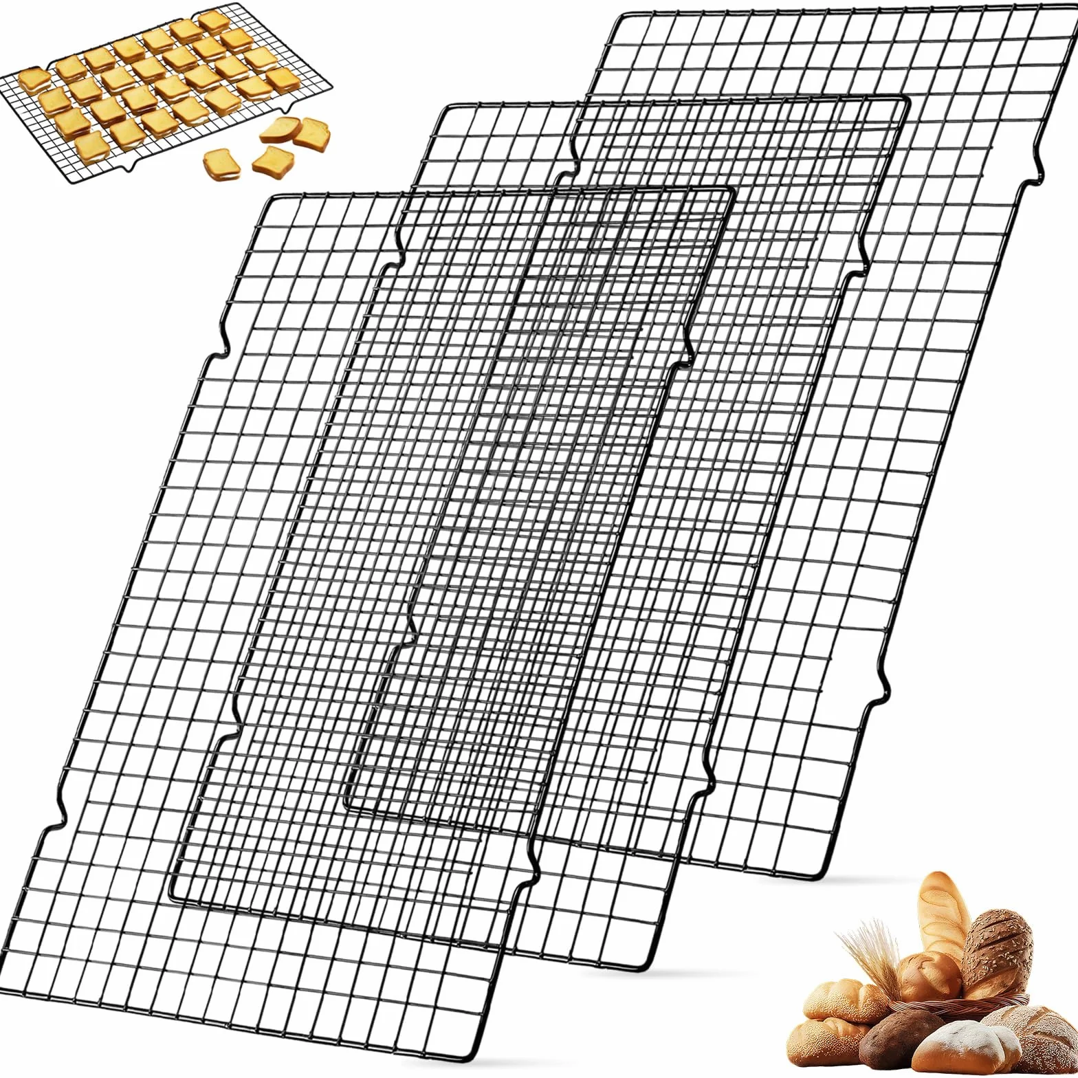Grille de Refroidissement Pâtisserie 40x25cm Acier Inox Antiadhésive Rectangulaire pour Cuisson Séchage