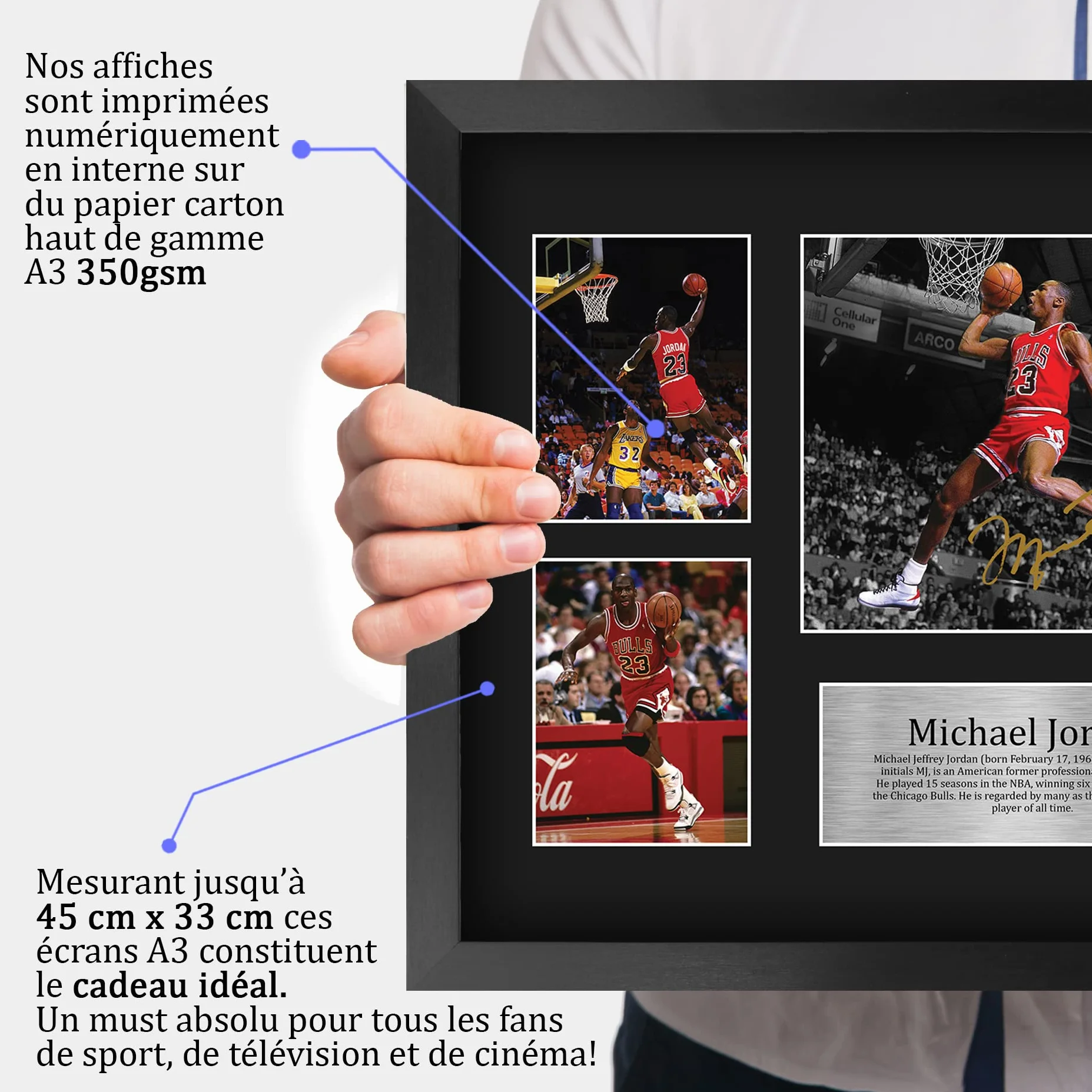 Michael Jordan Chicago Bulls Photo Autographe Signée A3 Encadré Cadeaux Basket-ball