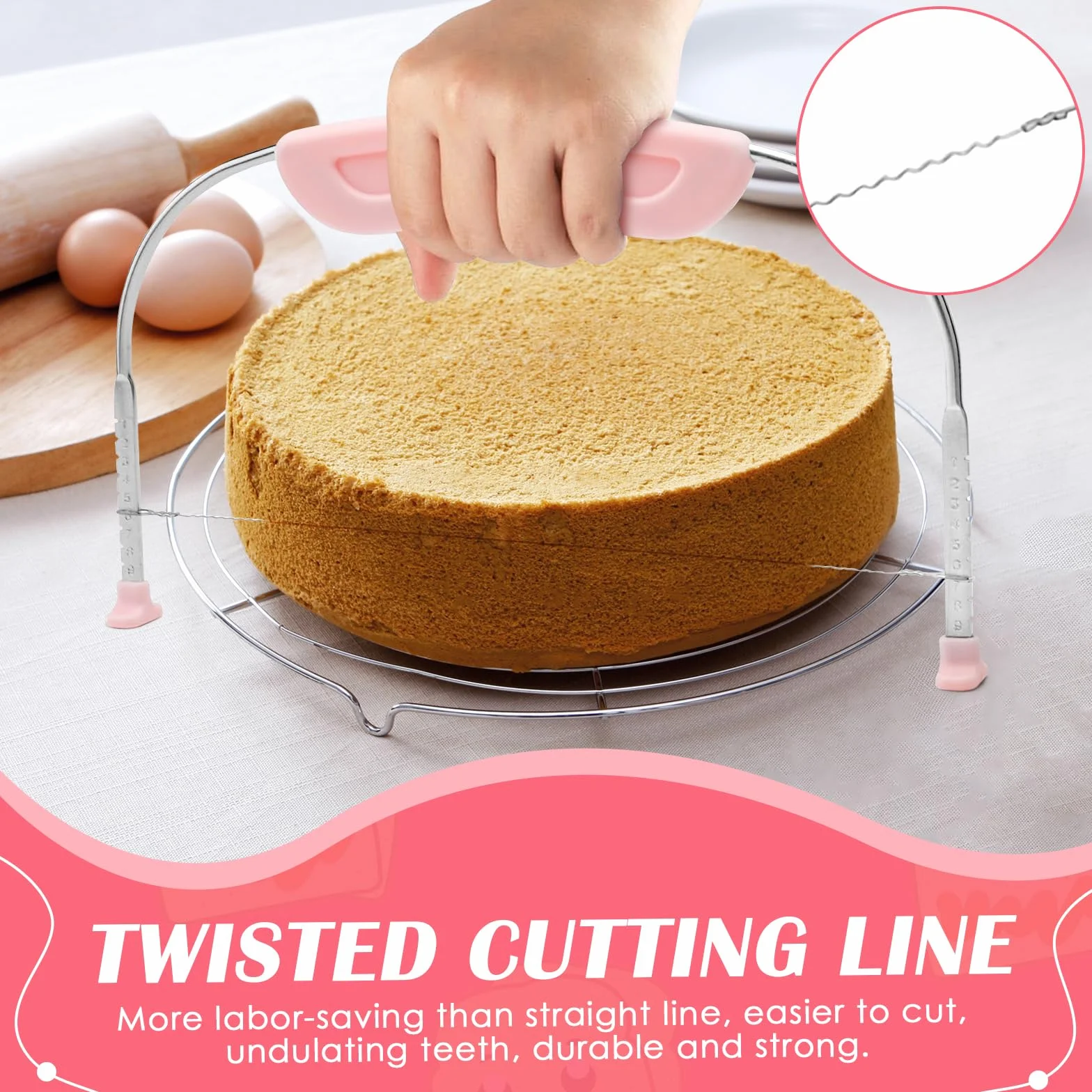 Couteau à Gâteau en Acier Inoxydable Réglable en Hauteur Cake Divider Coupe Gâteau Patisserie