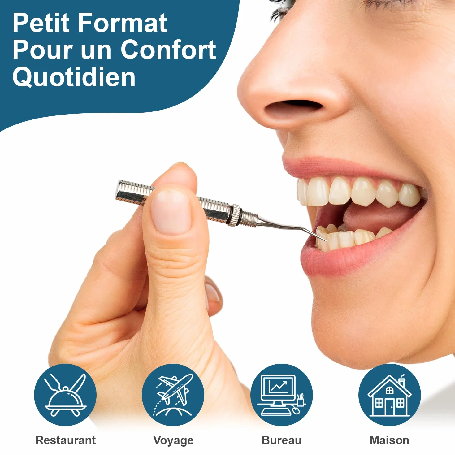 Cure-dents acier inoxydable pointe courbée dévissable REMOS