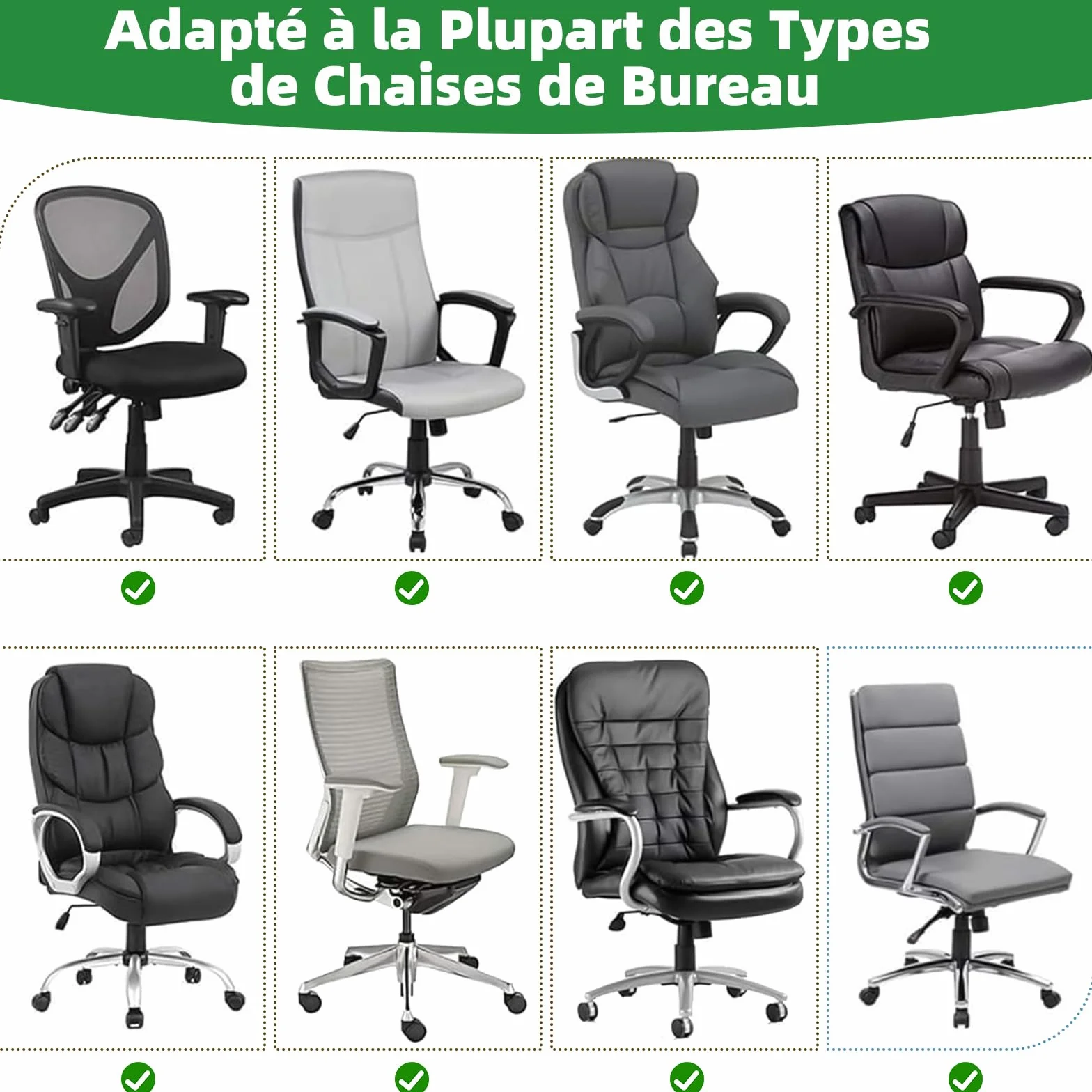 Housse de Chaise de Bureau Dioxide, Fauteuil Bureau à Fermeture Éclair Lavable Universelle Noir M