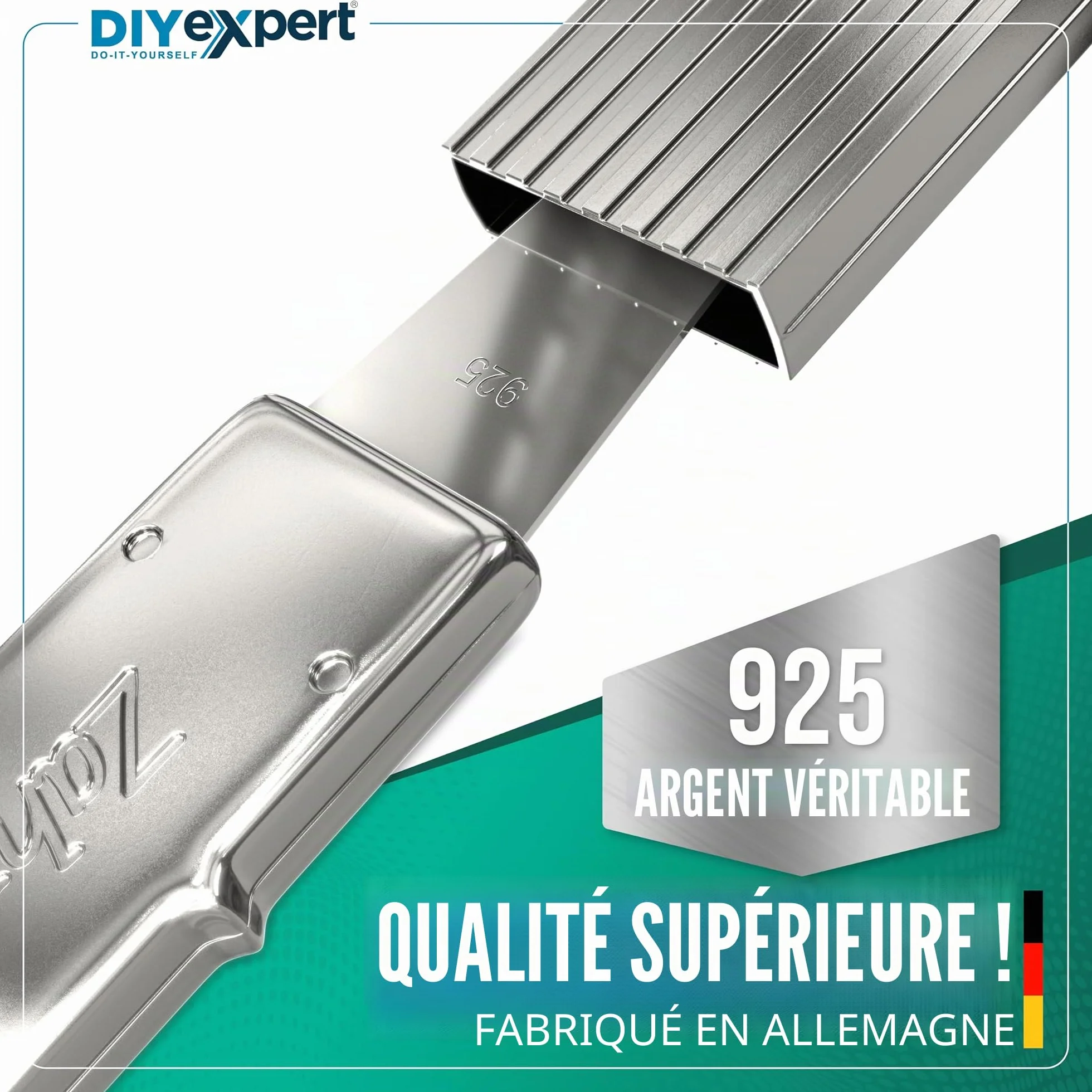 Cure-dents Home Xpert 4 cm avec feuille d'argent véritable - Poignée incluse - Longueur totale 5,5 cm - Étui