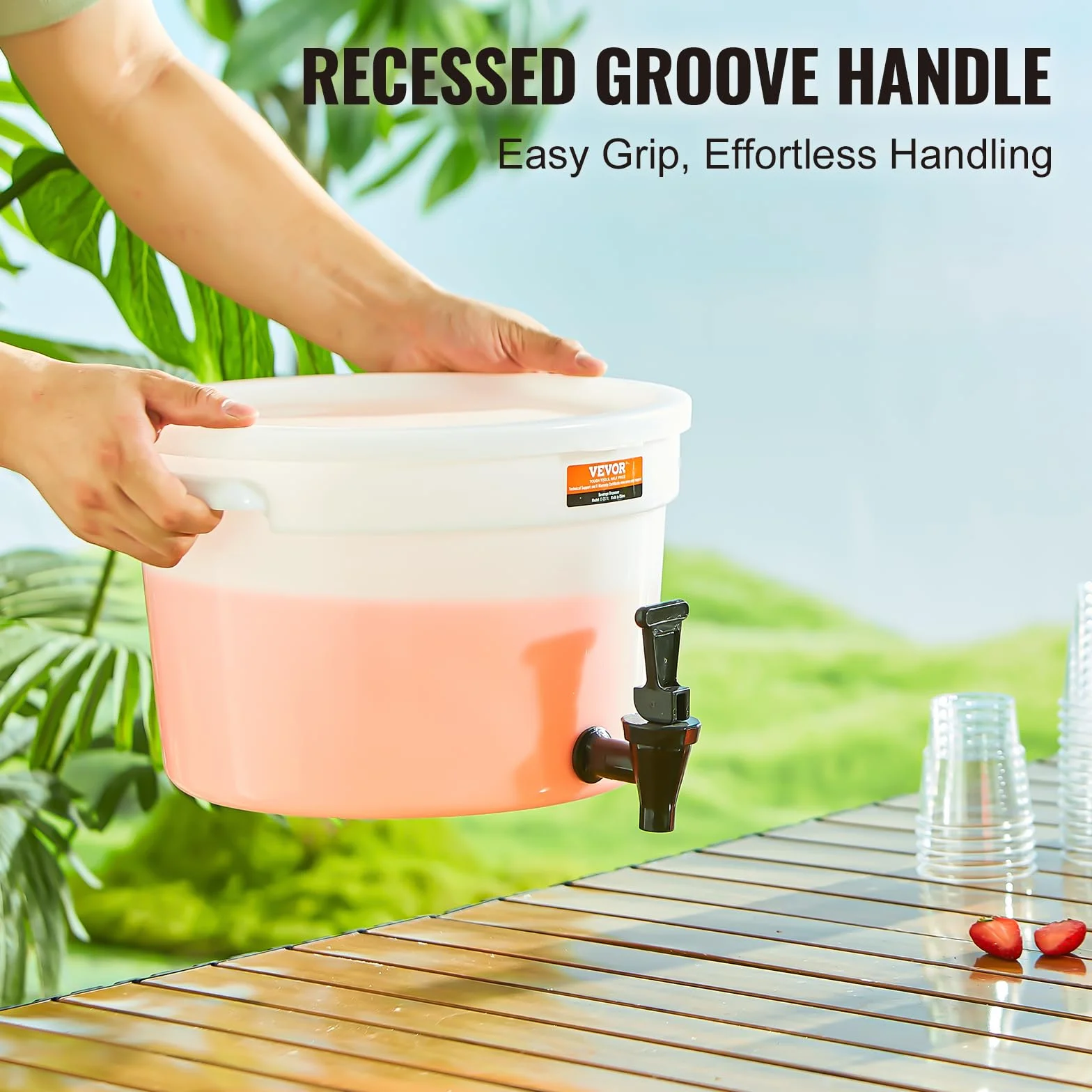 VEVOR Distributeur de Boissons 11 L, Fontaine à Eau avec Robinet, Plastique, pour Jus Limonade Thé Glacé
