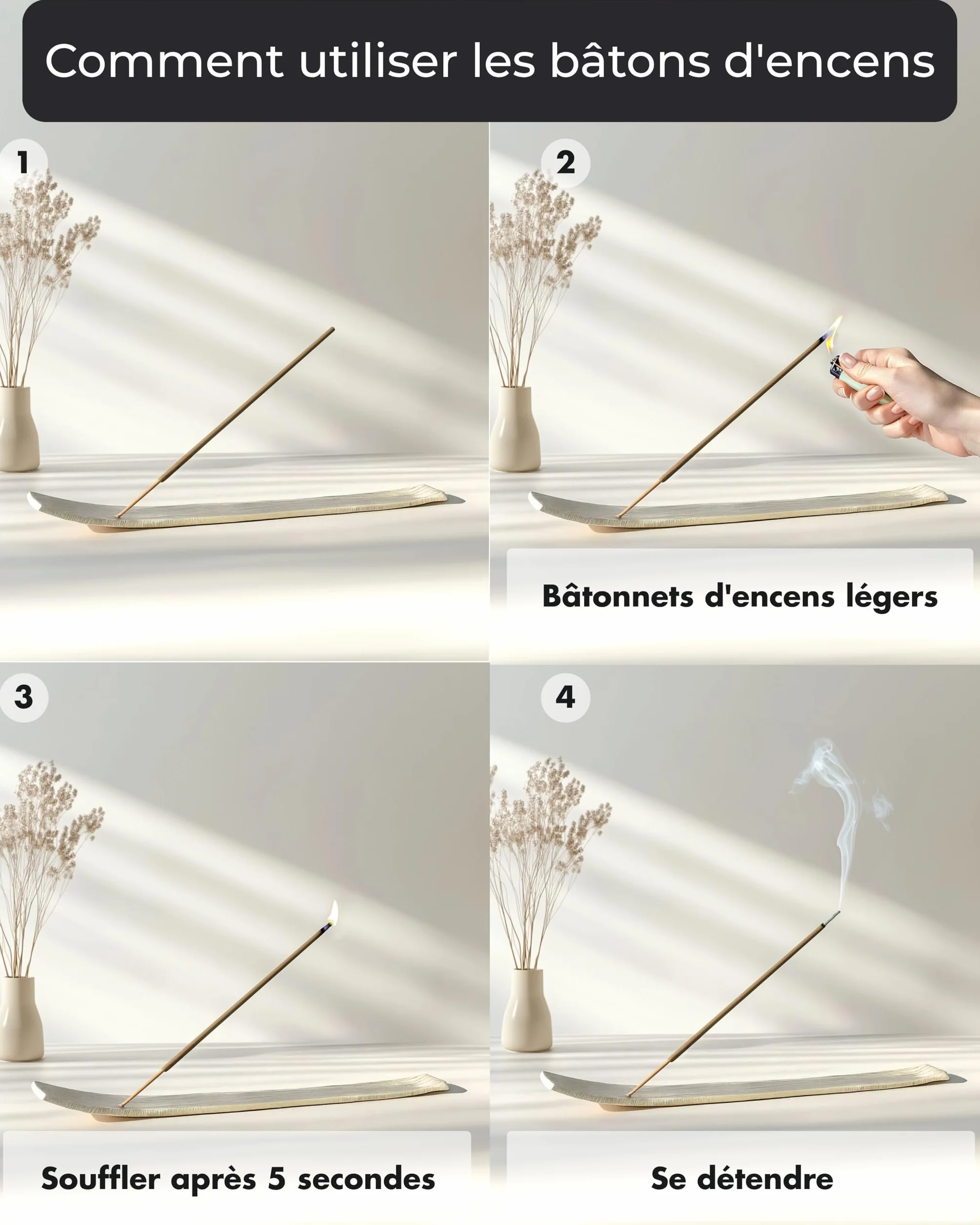 Incensera Encens Lavande 100 Batonnets Naturels Relaxants – Baton Naturel Non Toxique pour Sommeil Méditation Yoga