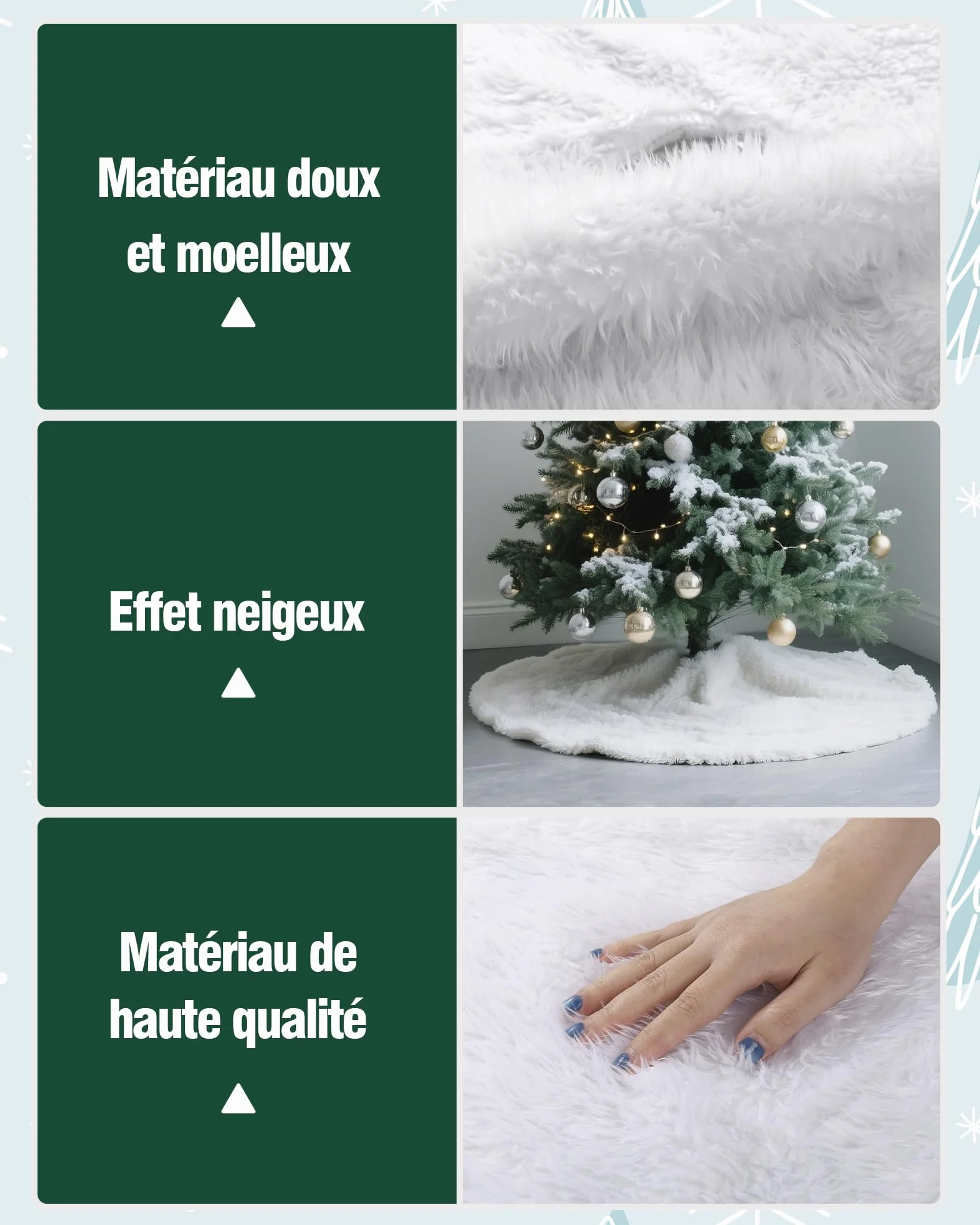 LIHAO Jupe de Sapin de Noël Cache Pied Tapis Peluche Blanc 78cm