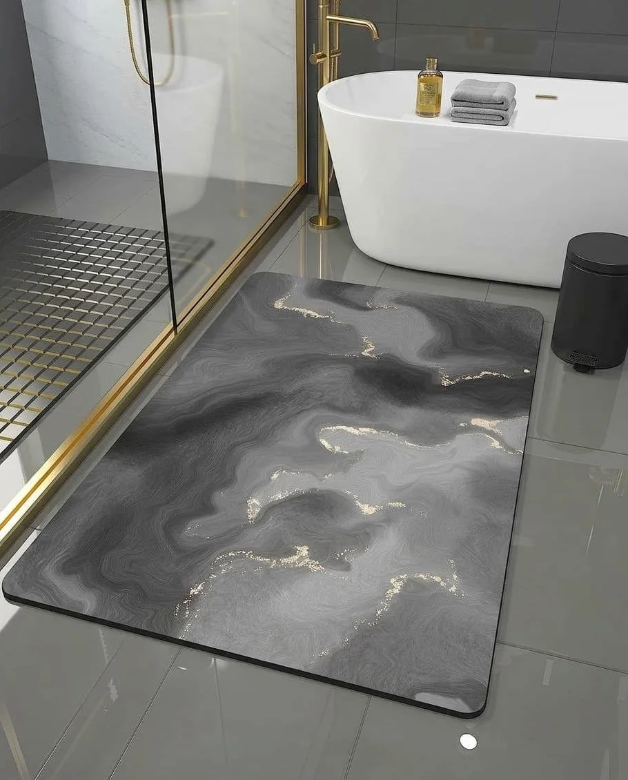 Tapis de Bain en Pierre de Diatomée Super Absorbant et Antidérapant