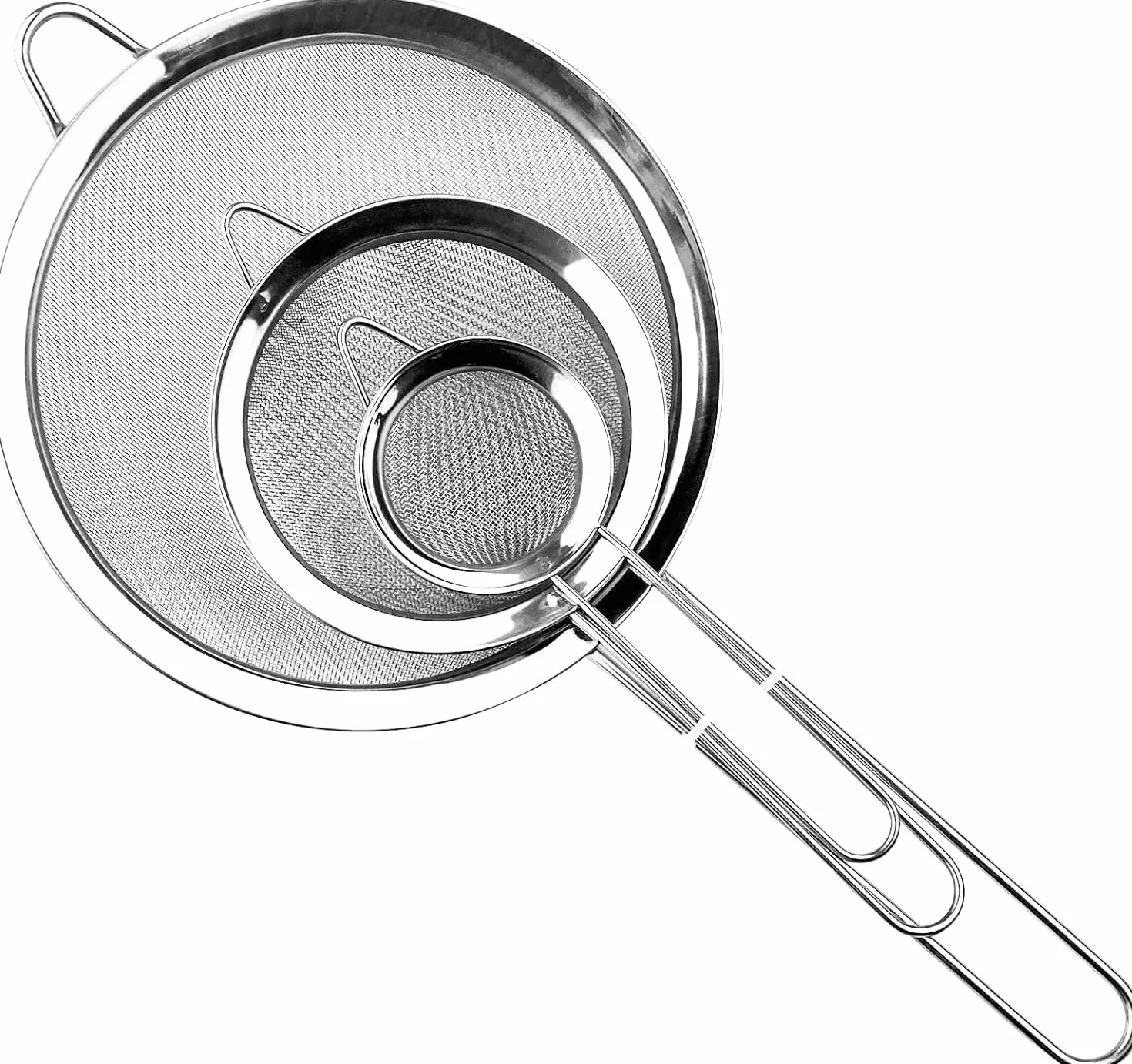Relota Passoire Inox 19/25/35 cm Tamis Cuisine Maille Fine Filtre Égoutter Poudre Pâtisserie