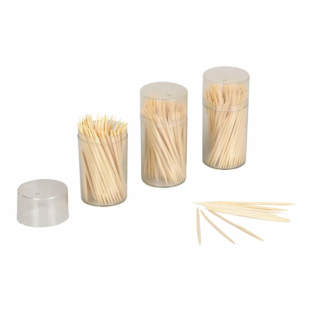 Cure-Dents en Bambou Lot de 3 Boîtes Distributrices Plastique 3 x 100 Pièces