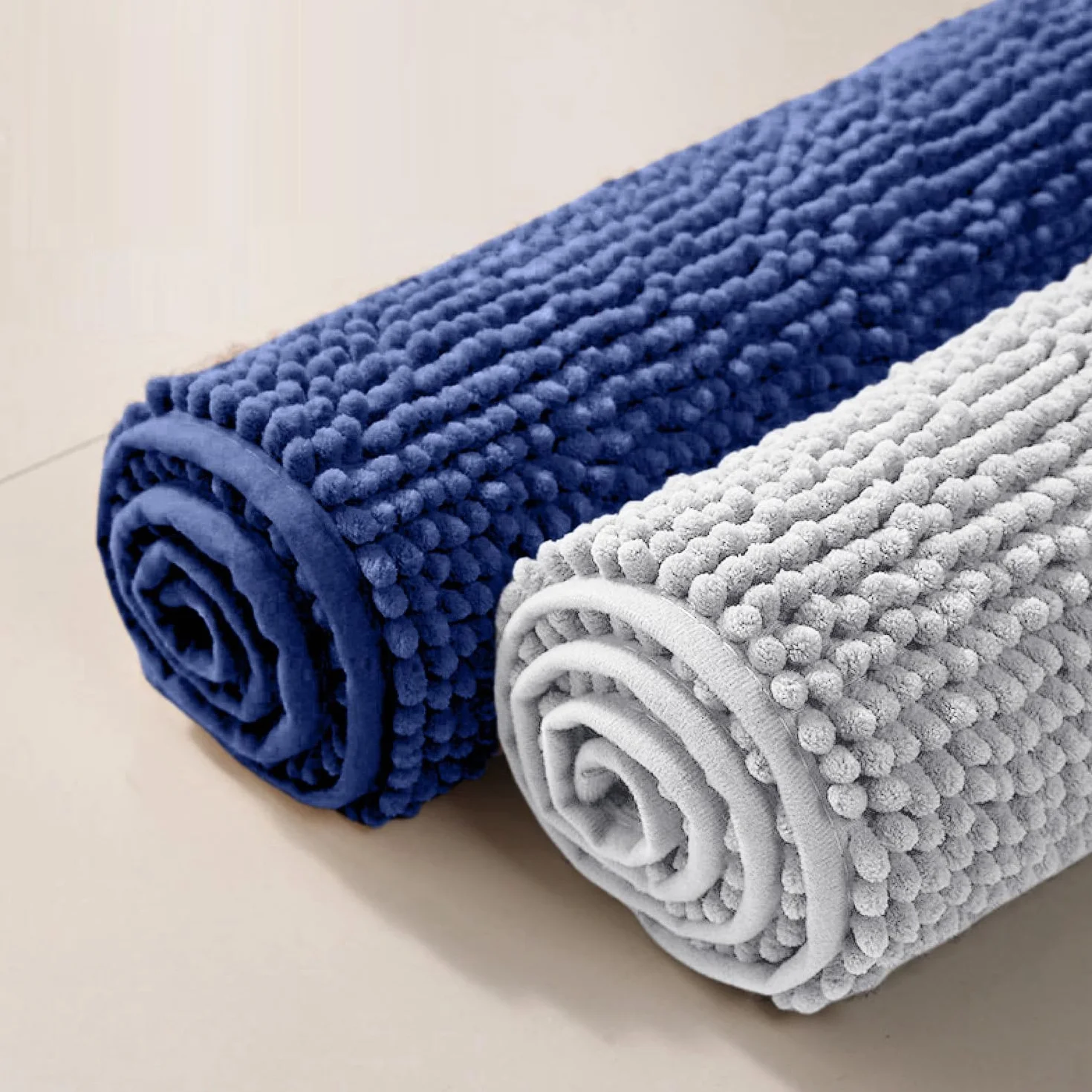 Tapis de Bain Antidérapant en Chenille 40 x 60 cm, Lavable en Machine, Absorbant l'Eau