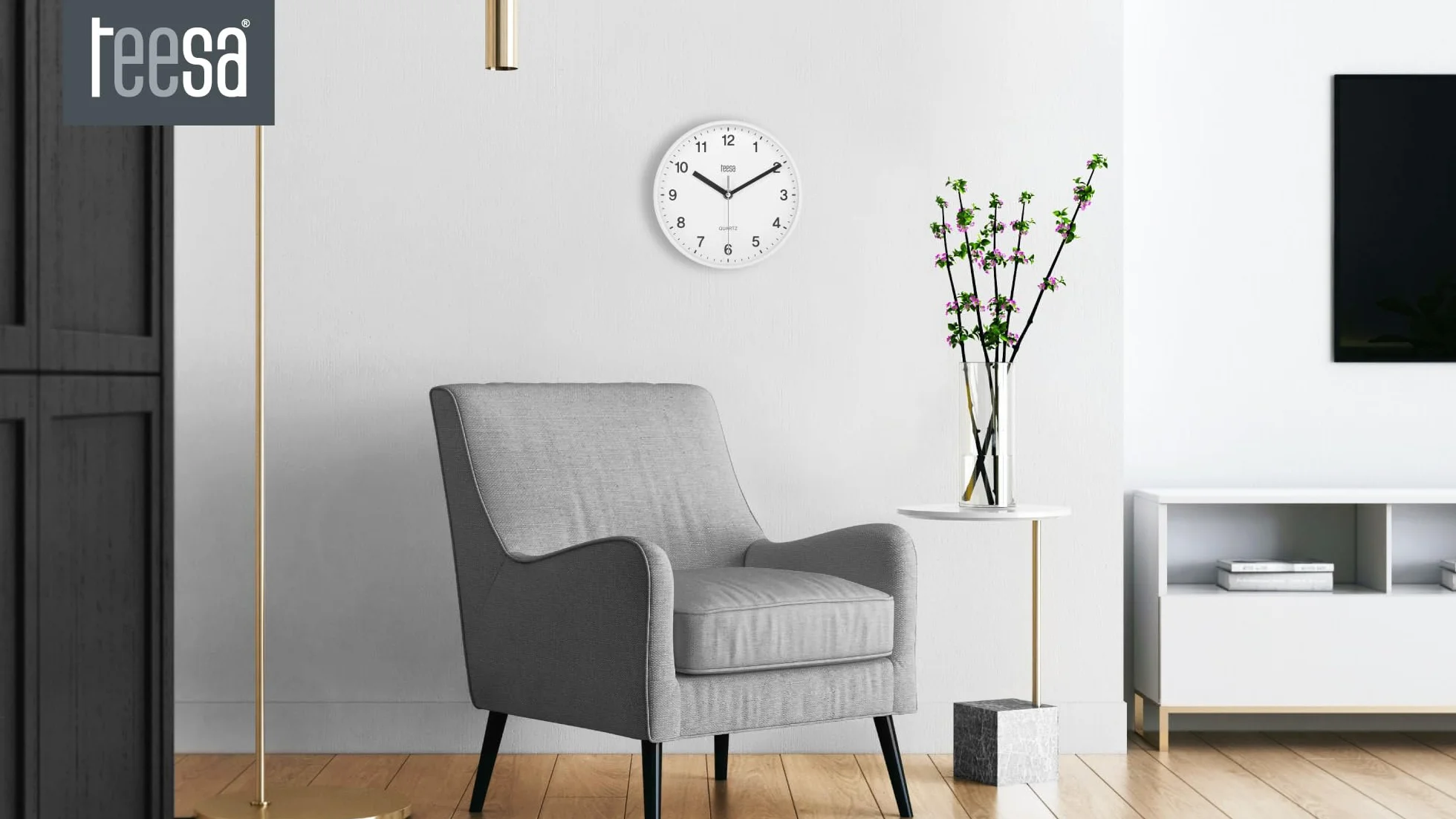 Teesa Horloge Murale Analogique 20 cm TSA0038 Blanc
