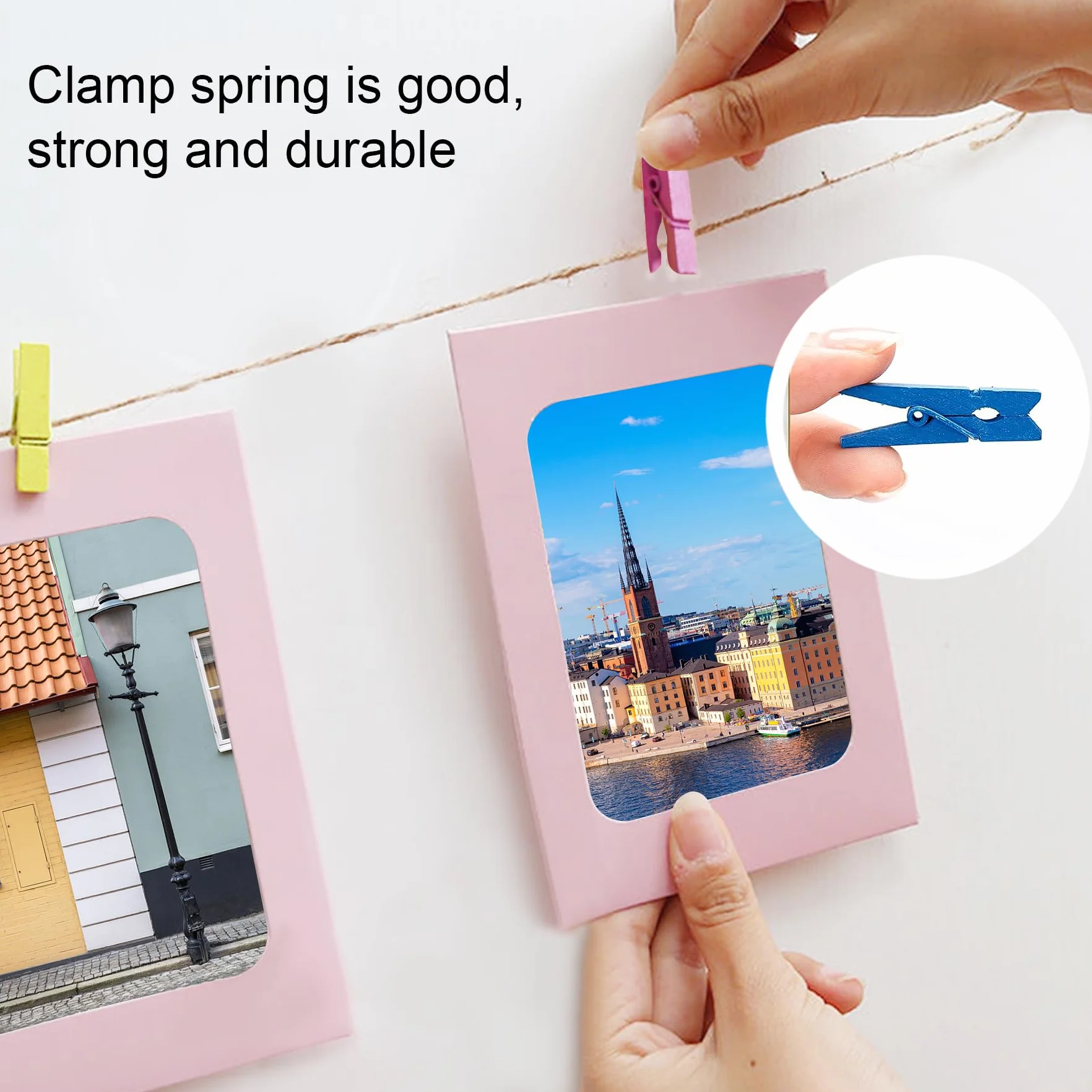 Cadre Photo en Carton 11.5x15.5cm DIY 20 Pièces avec Clips et Cordes pour Décoration Murale