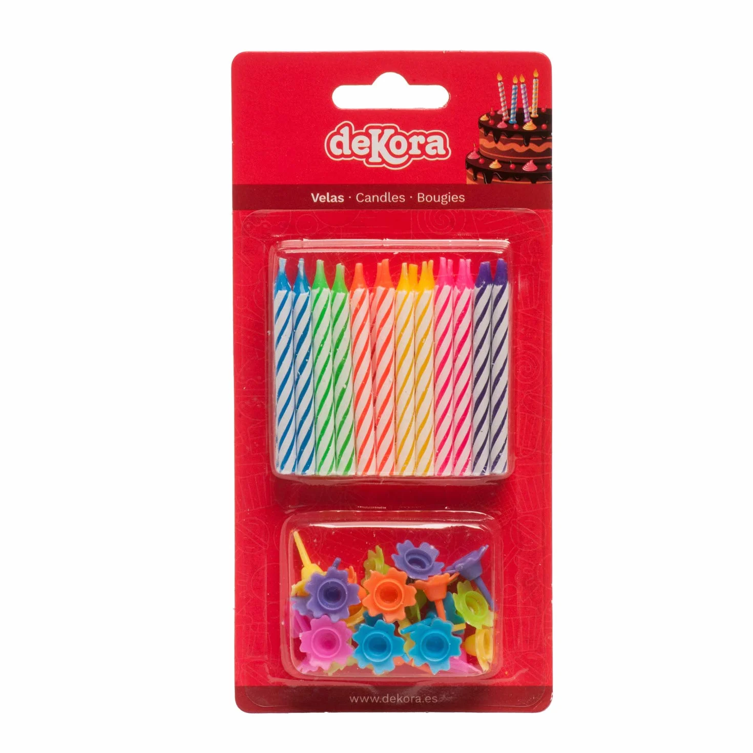 Lot de 24 Bougies d'anniversaire Cire Multicolore Dekora