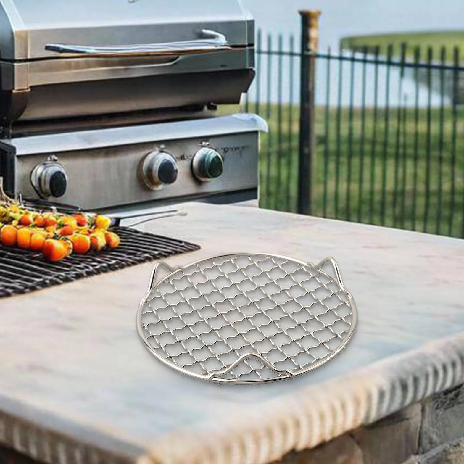 Grille de refroidissement ronde acier inoxydable 201 13-35 cm pour cuisson vapeur barbecue friteuse air 26 cm