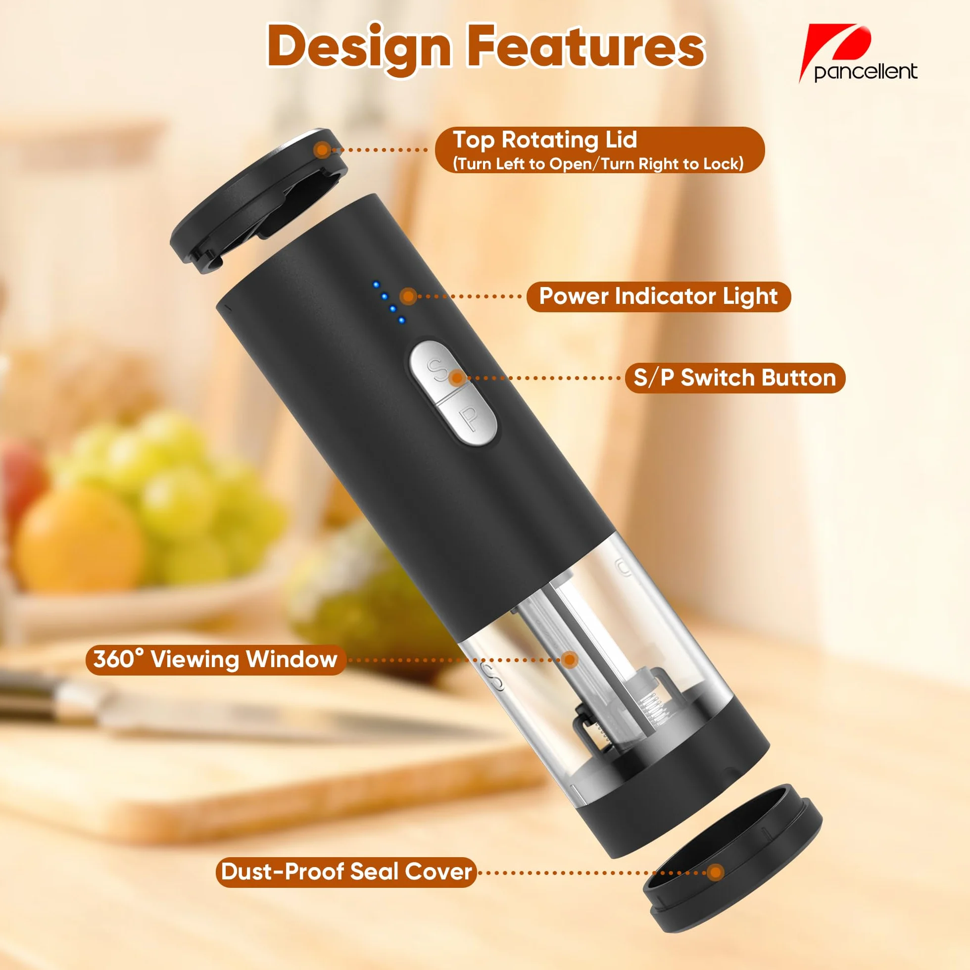 Moulin à poivre et sel électrique 2 en 1 rechargeable USB, automatique avec éclairage LED, réglable