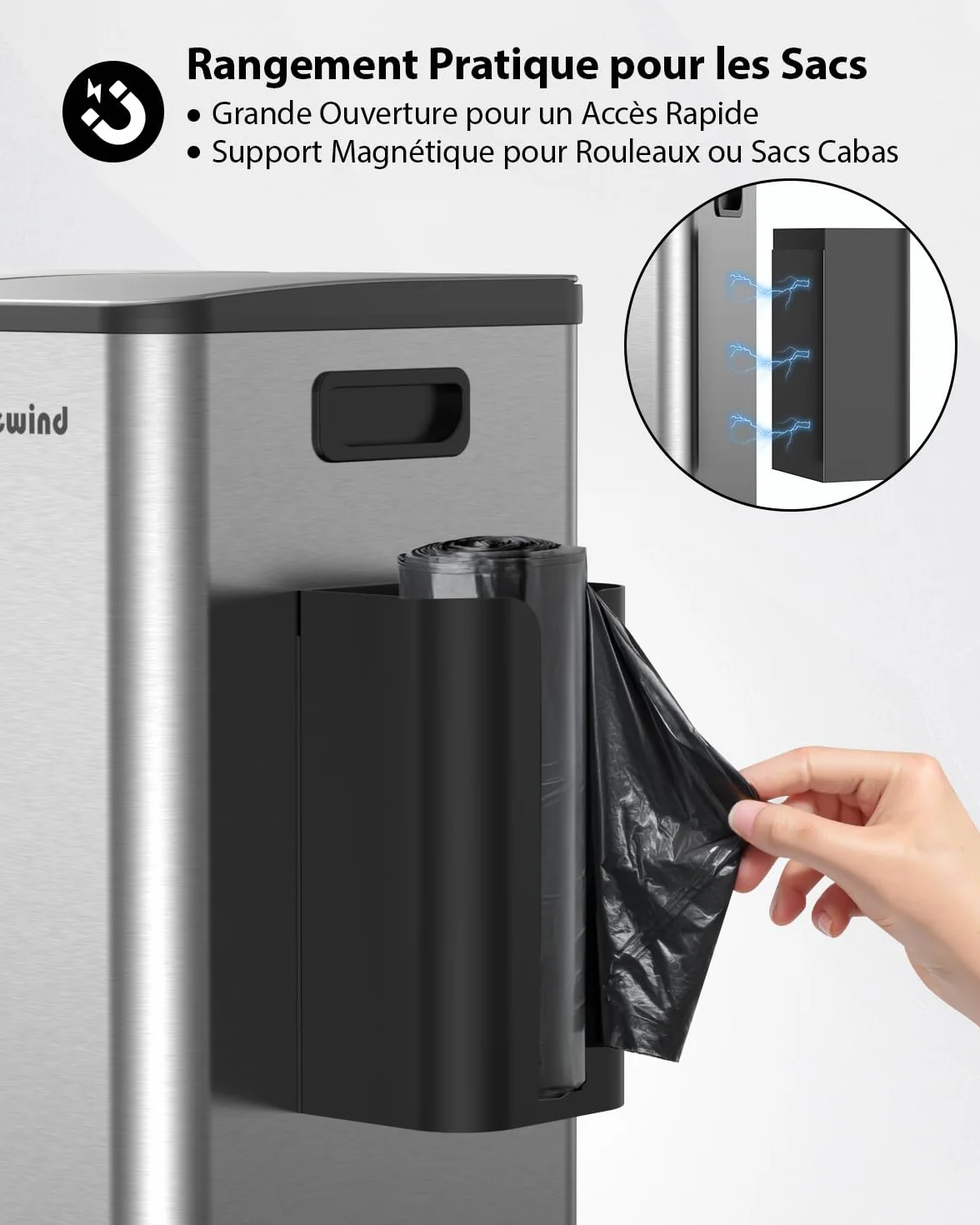 Lovewind Poubelle de Cuisine 3x20L Recyclage 3 Compartiments Argent