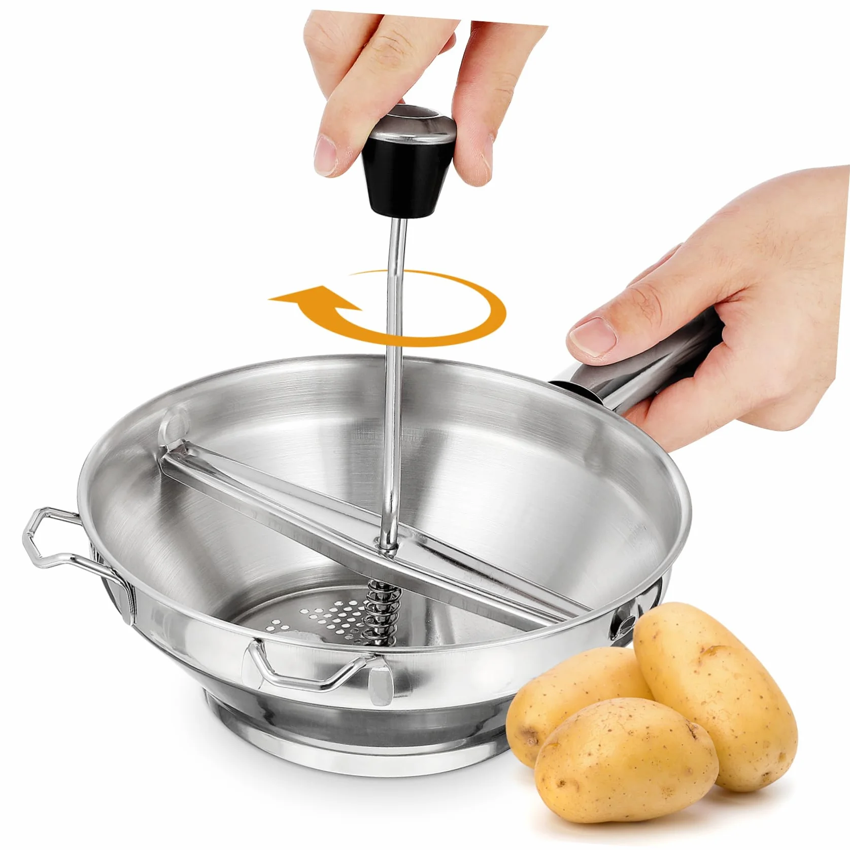 Presse Purée Manuel Acier Inoxydable Moulin à Pommes de Terre Antidérapant