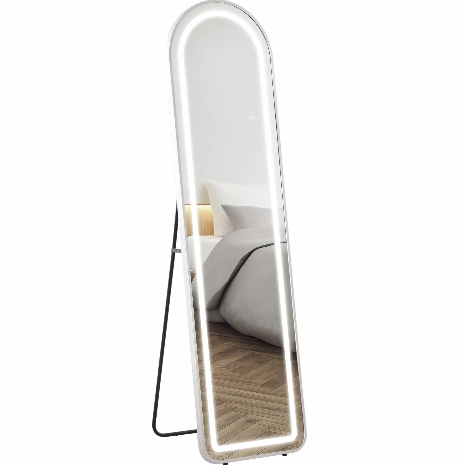 HOMCOM Miroir Pleine Longueur LED 150x40 cm 3 Couleurs Lumière Réglables Interrupteur Tactile Fonction Mémoire Argent