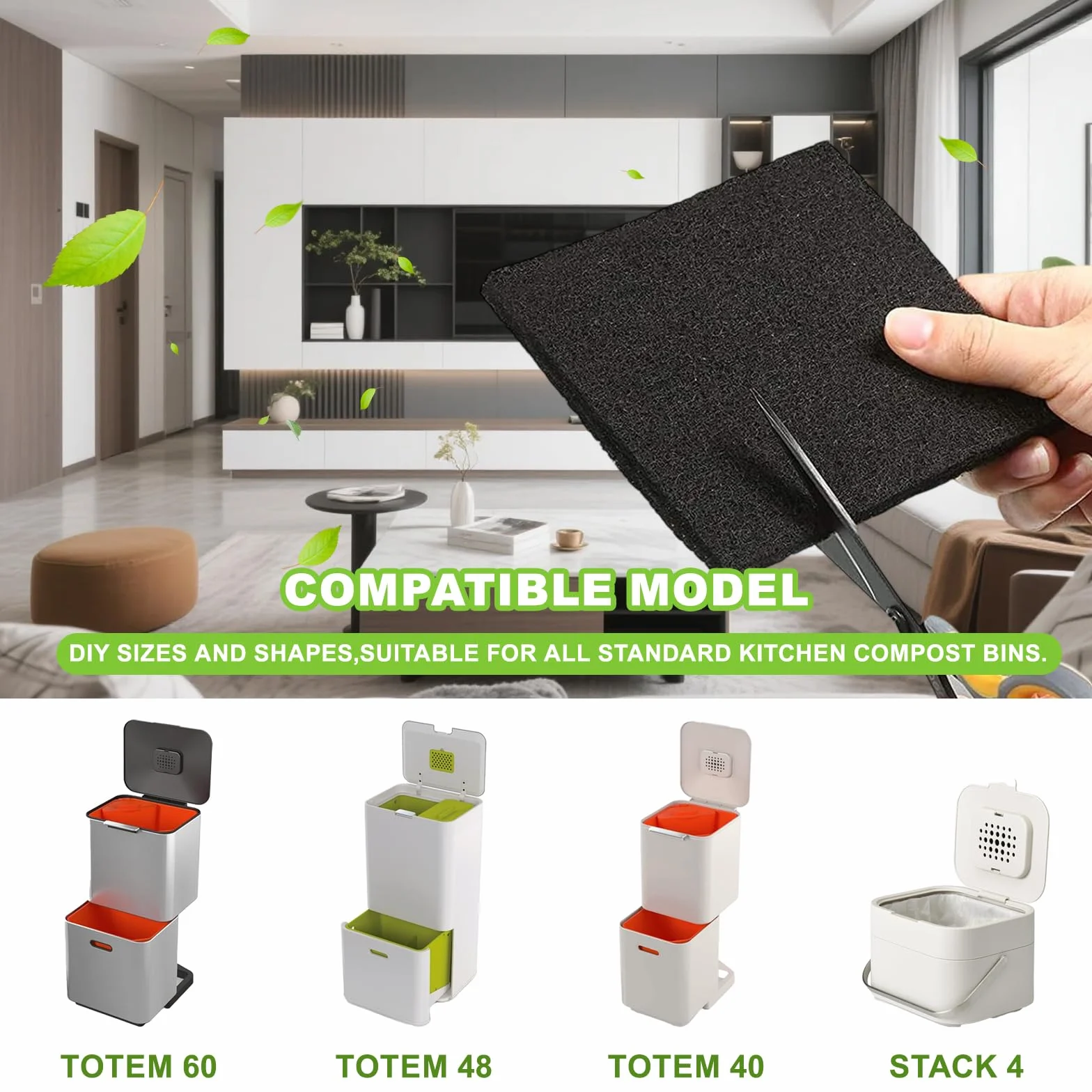 Filtre Anti-Odeur Charbon Actif 10 Pièces pour Poubelle Joseph Joseph