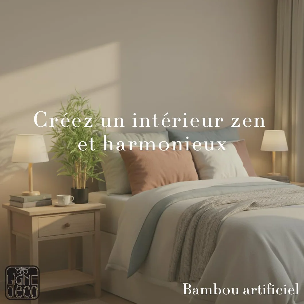 Bambou Artificiel 90cm Plante Artificielle Pot Plastique Noir Interieur Decoration Maison