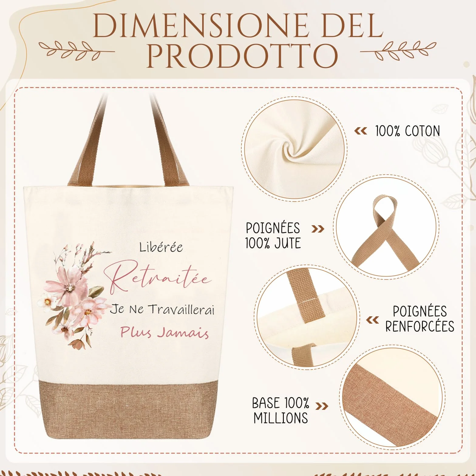 Cadeau Retraite Femme Sac à Main Tote Bag Trousse à Maquillage Pochette Cosmétique Porte-Clés Enveloppe avec Fleur