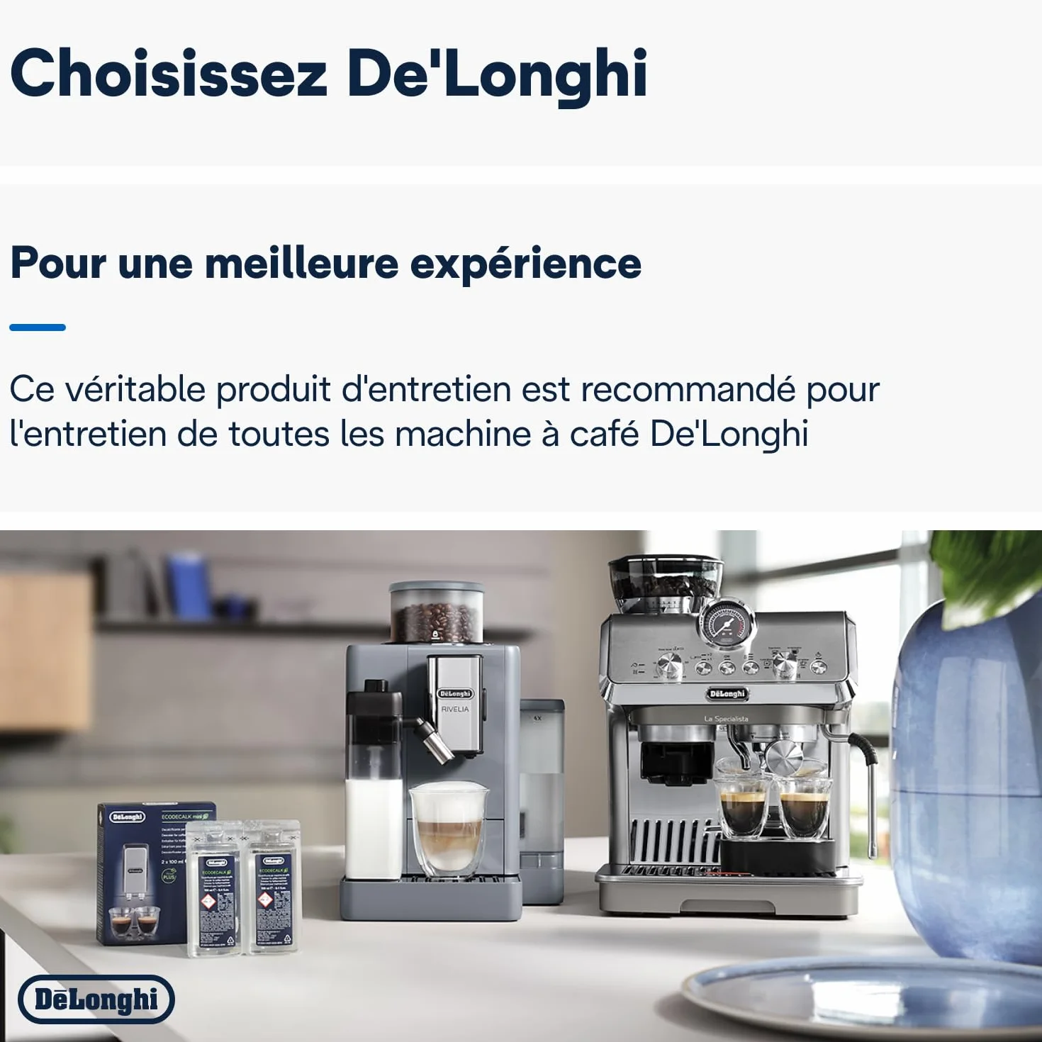 De'Longhi EcoDecalk Mini DLSC200 Anticalcaire Nokalk Machine à Café 2 x 100 ml Marron
