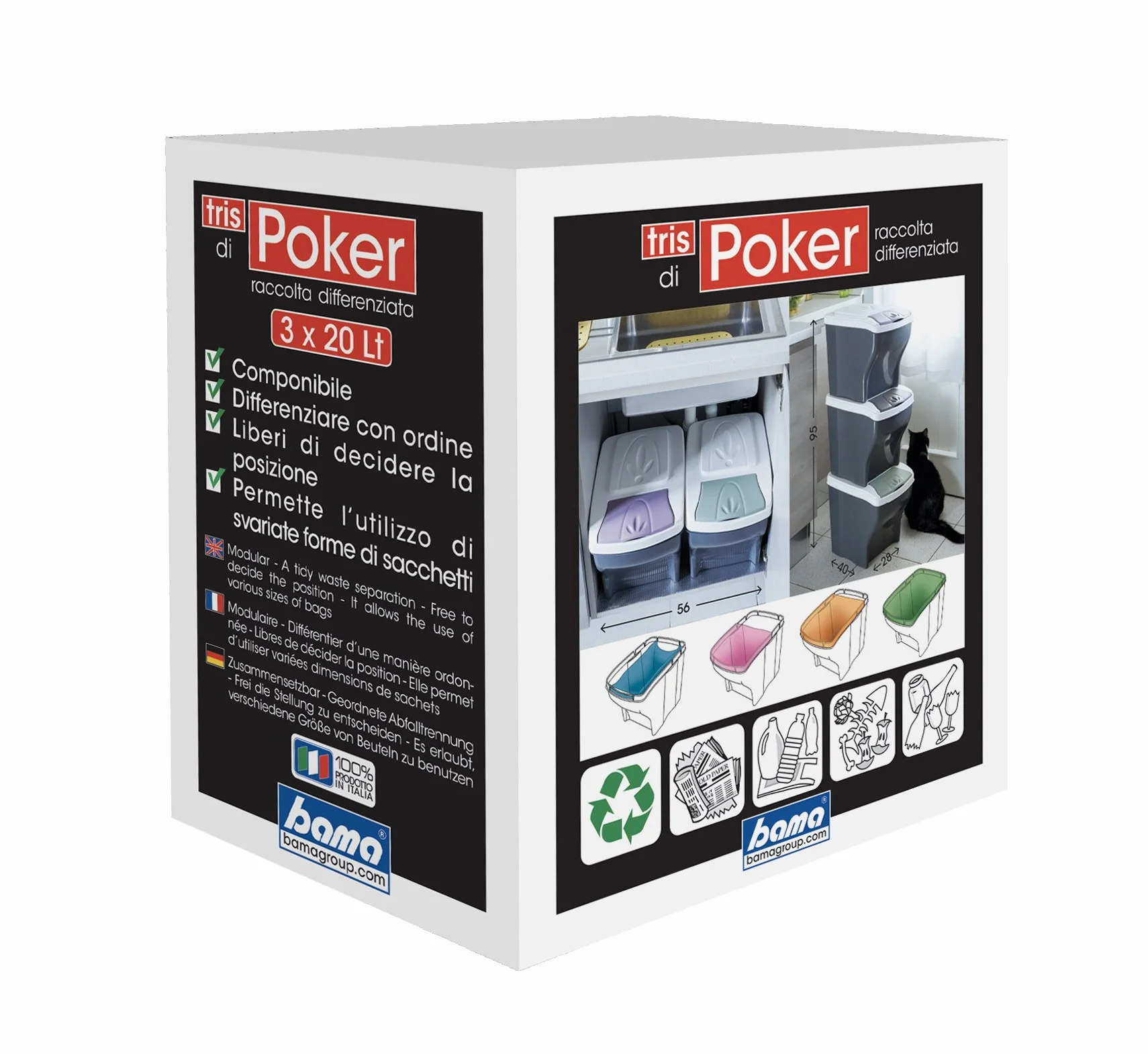 Bama Poker Tris Ensemble de poubelles pour le tri sélectif