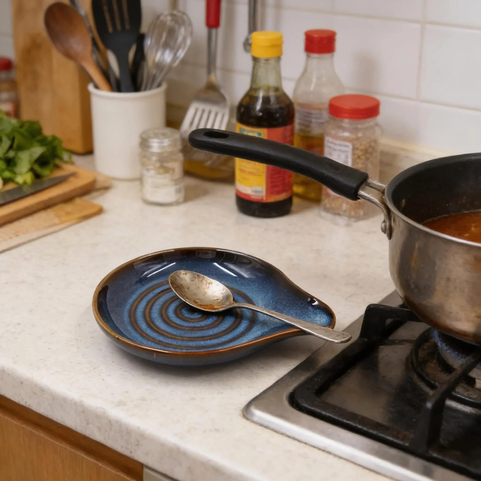 Support Cuillère Cuisine Céramique Résistant Chaleur Compatible Lave Vaisselle