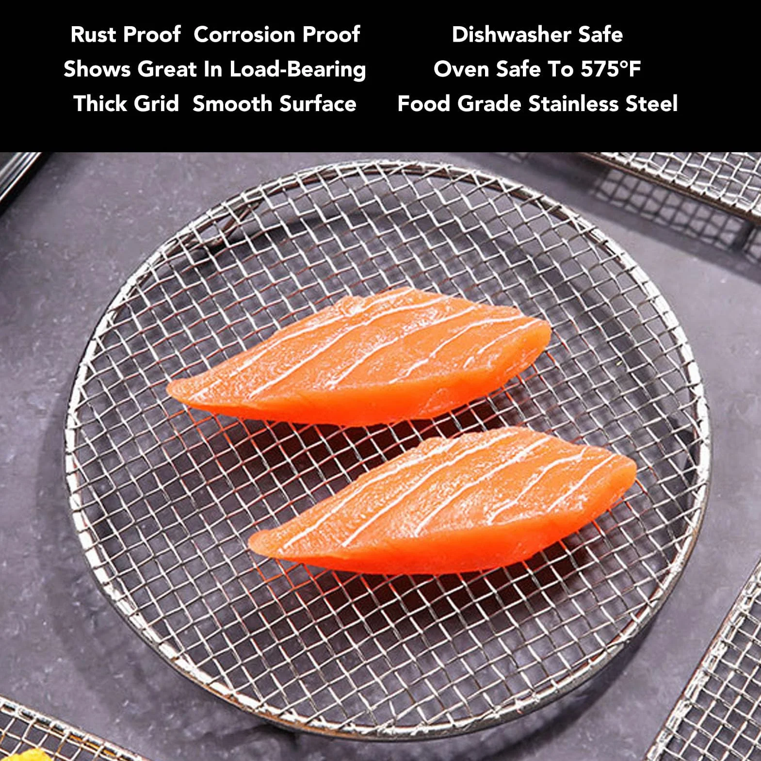 Grille de Cuisson Antiadhésive en Acier Inoxydable, Rond 16 cm, Allant au Four