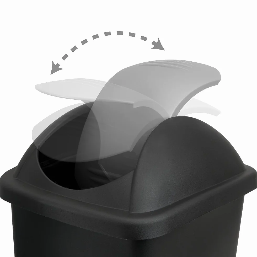 Poubelle avec couvercle basculant 60L noir/argent 68x41x41cm cuisine déchets