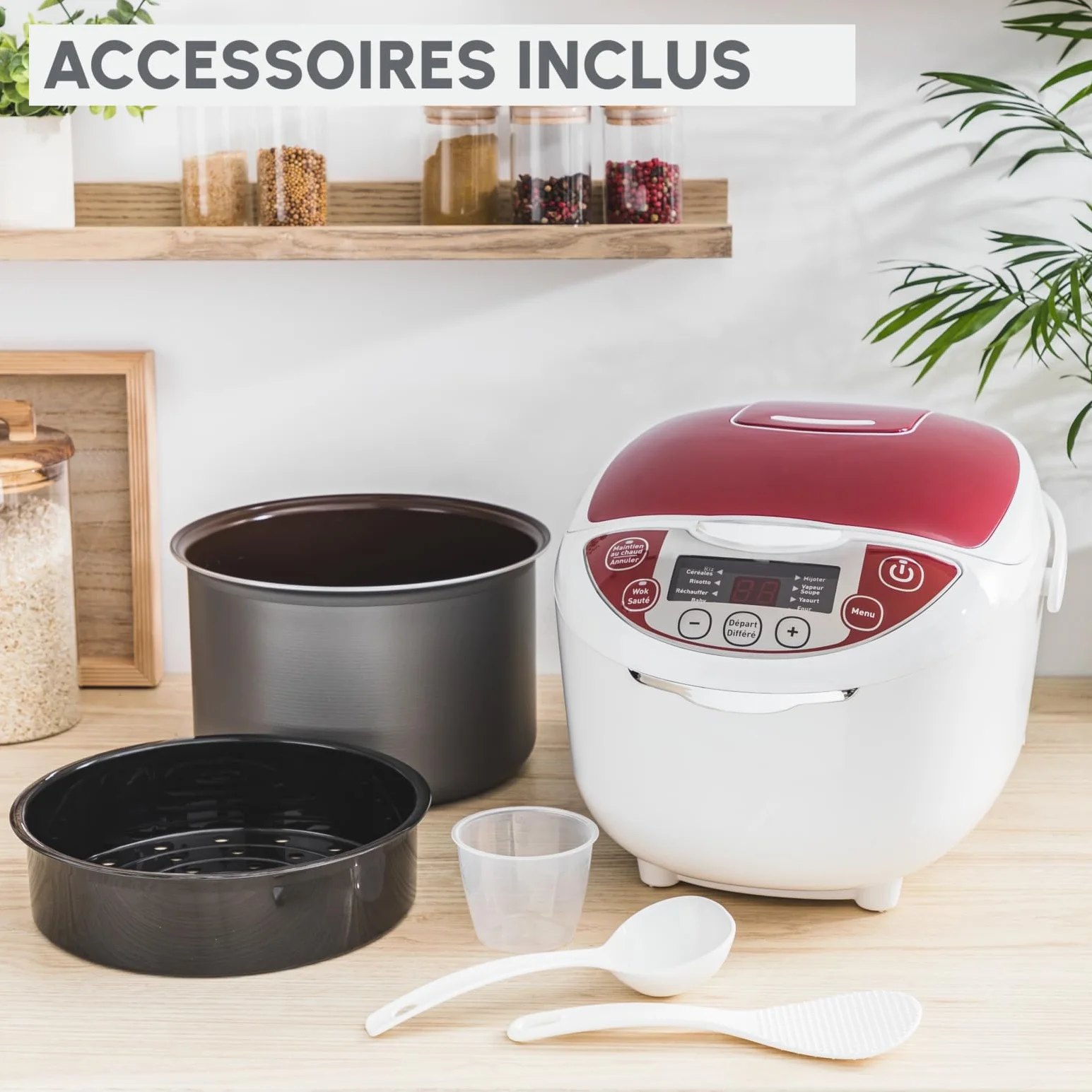 Moulinex Multicuiseur 5 L 750 W 12 programmes Cuisson vapeur Cuve antiadhésive amovible