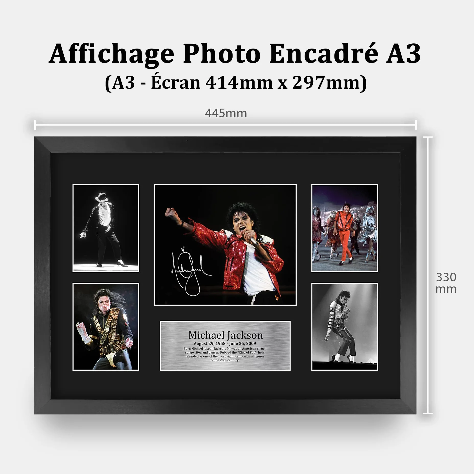 Michael Jackson Cadeaux Imprimé Signé Autographe Photo A3 Encadré