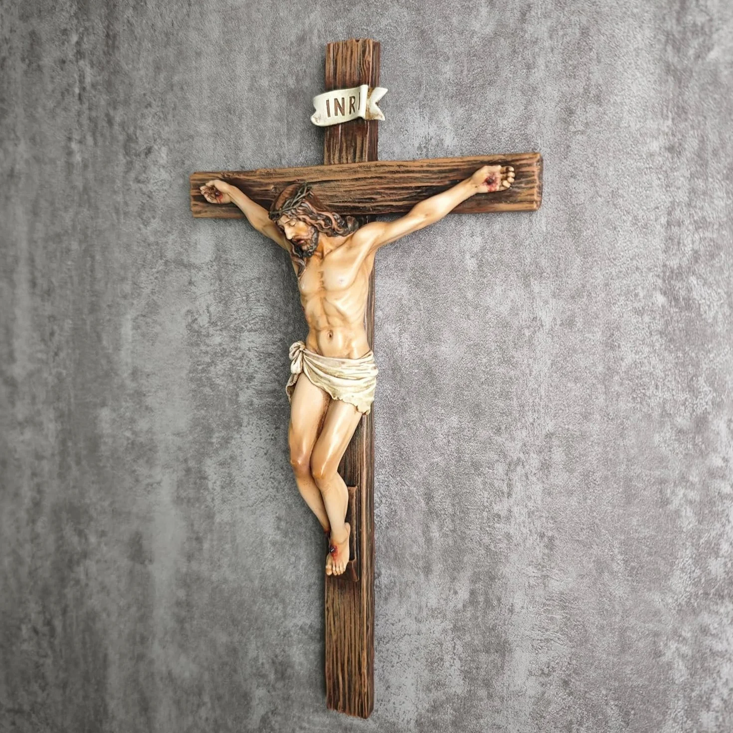 NOVACENTIX Croix murale catholique Jésus-Christ 25,4 cm Sculpture Renaissance faite à la main
