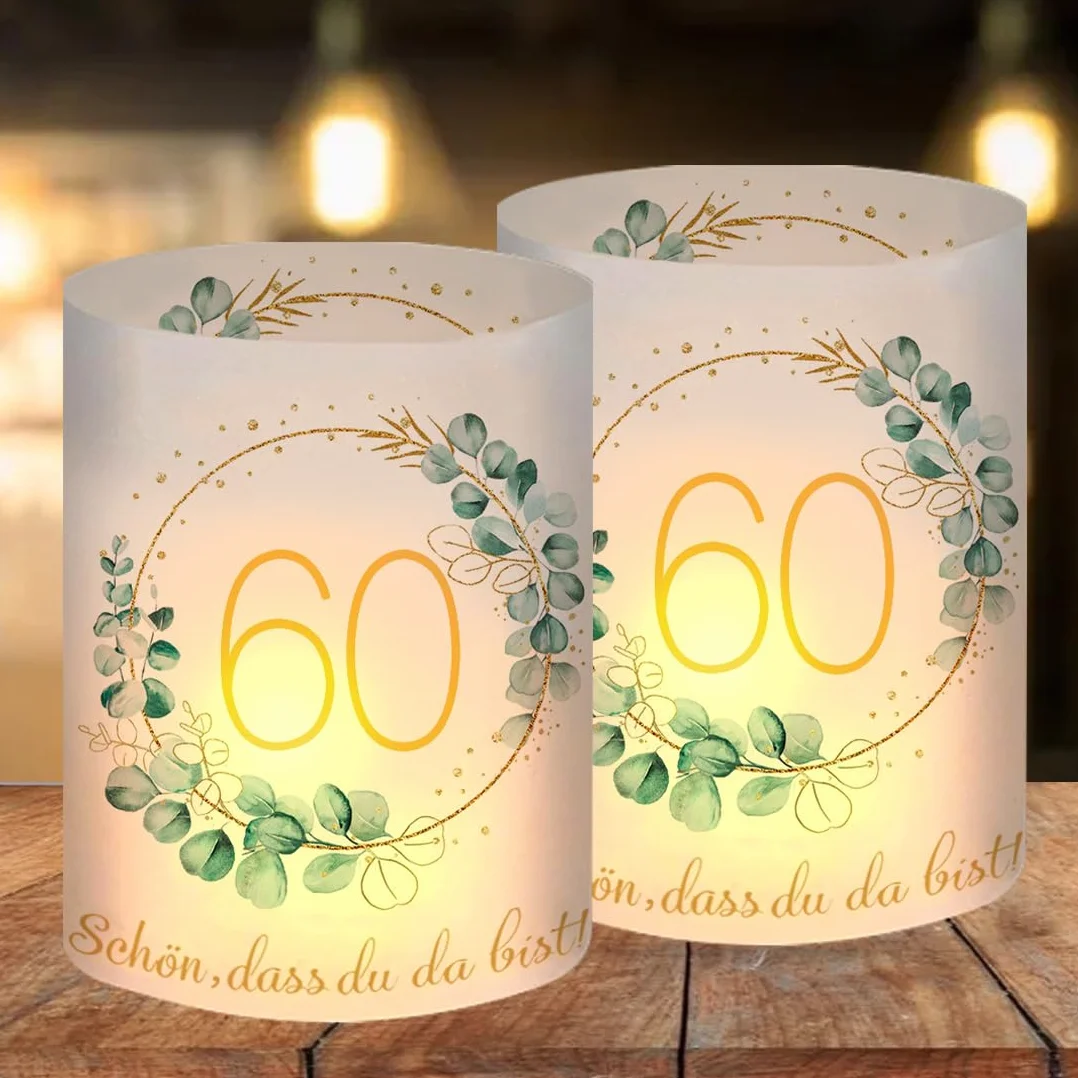 Photophores Décoratifs de Table pour 60 Ans, Lot de 12 Lanternes Bougies Anniversaire