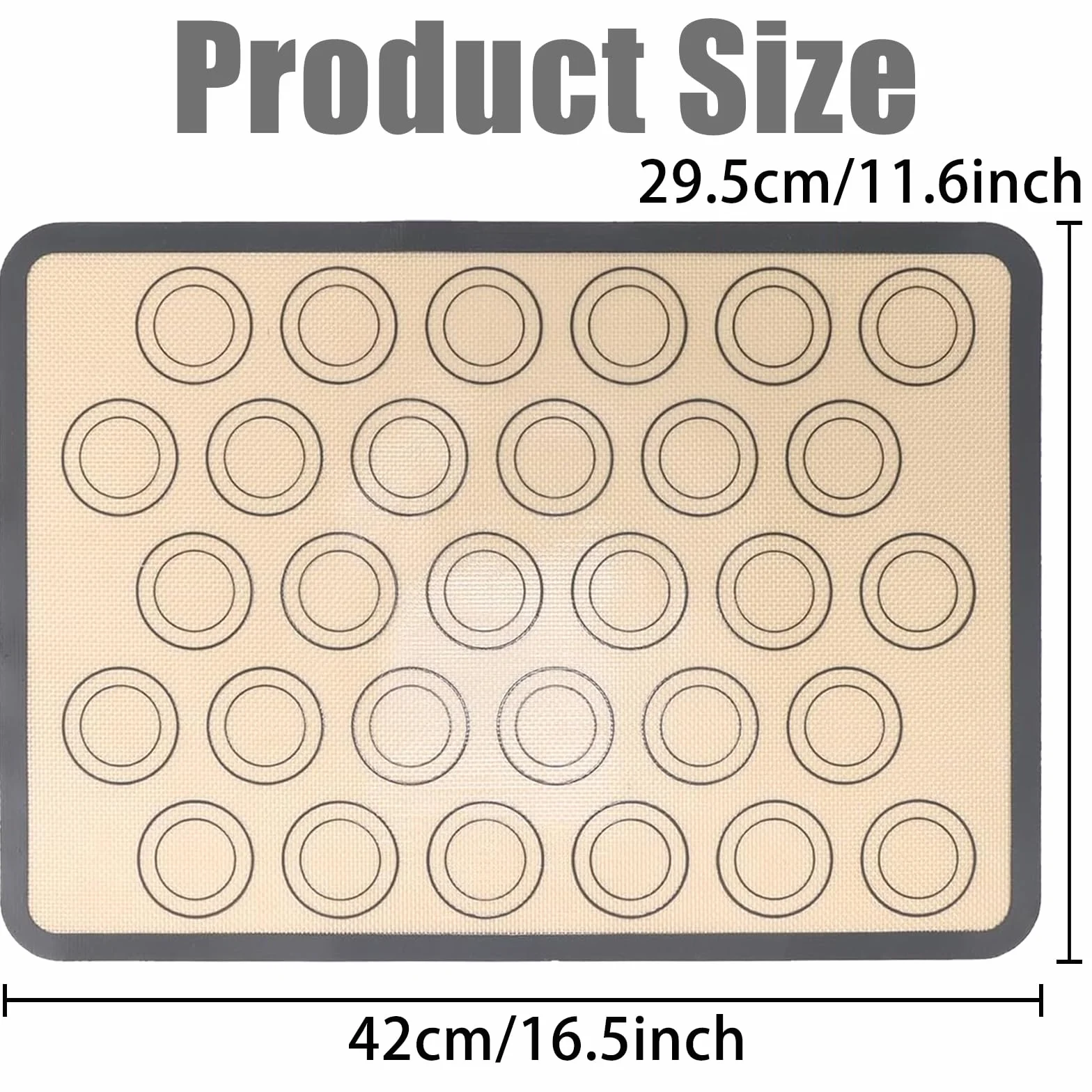 Tapis de Cuisson pour Macaron en Silicone Rectangulaire Gris 2 Pièces