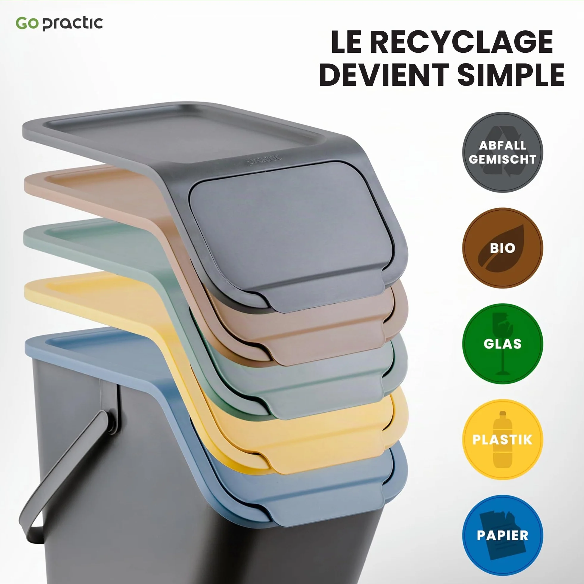 Poubelle Cuisine Tri Selectif 2 Bacs 25 litres