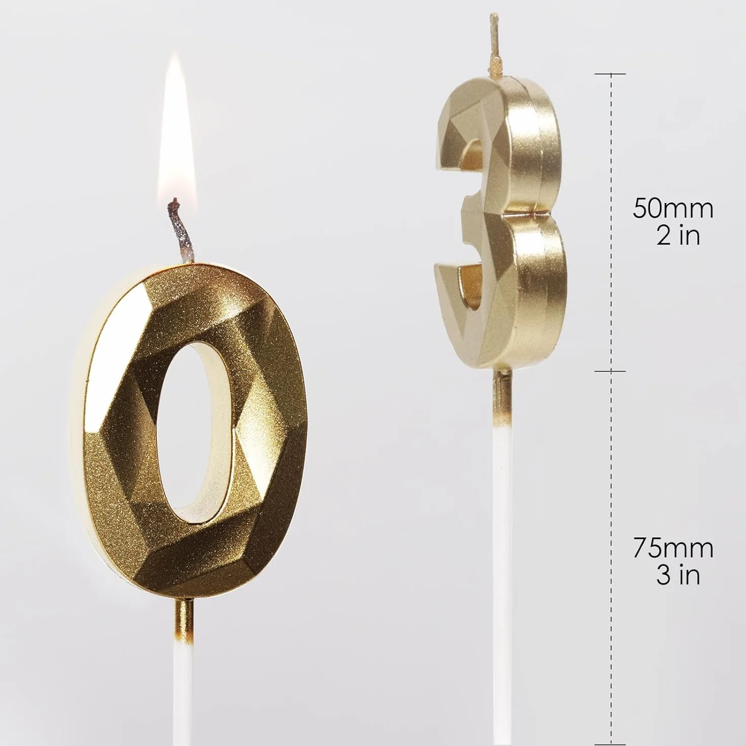 Bougies d'Anniversaire 78 Ans Dorées Numéro 78 Or pour Gâteau Décoration de Fête