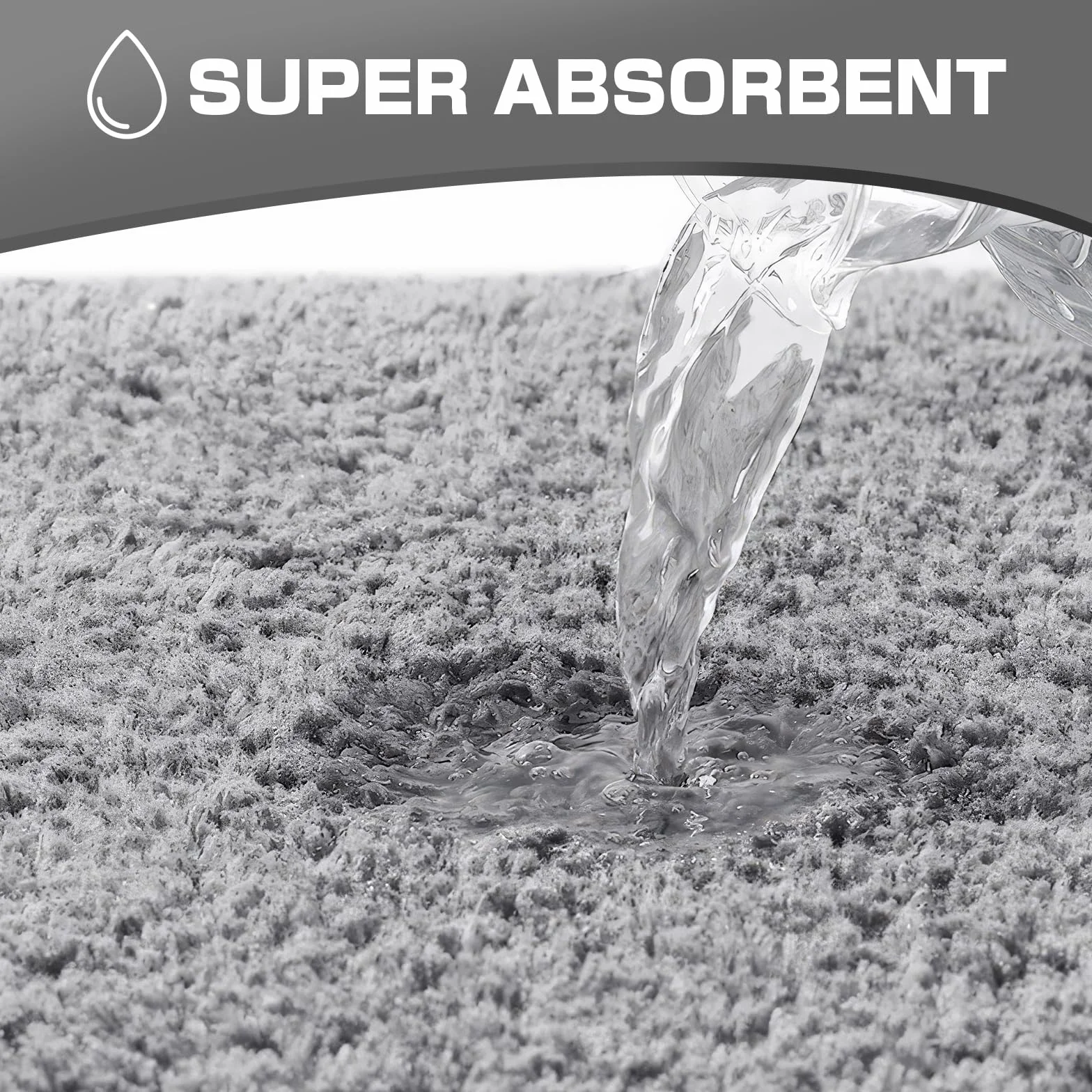 Tapis de bain en microfibre 40 x 60 cm gris super absorbant 2 cm