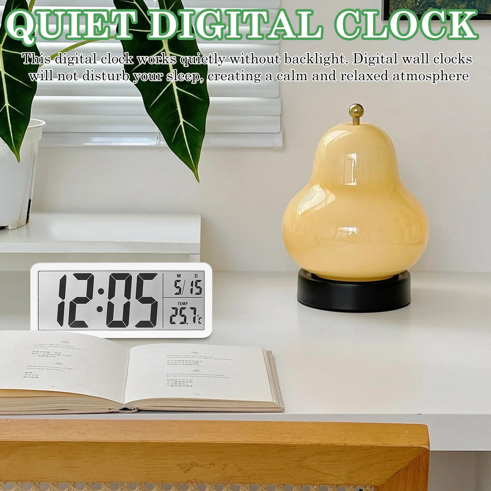 Horloge Numérique BORDEAG avec Température et Humidité, Date, pour Salon Chambre Bureau