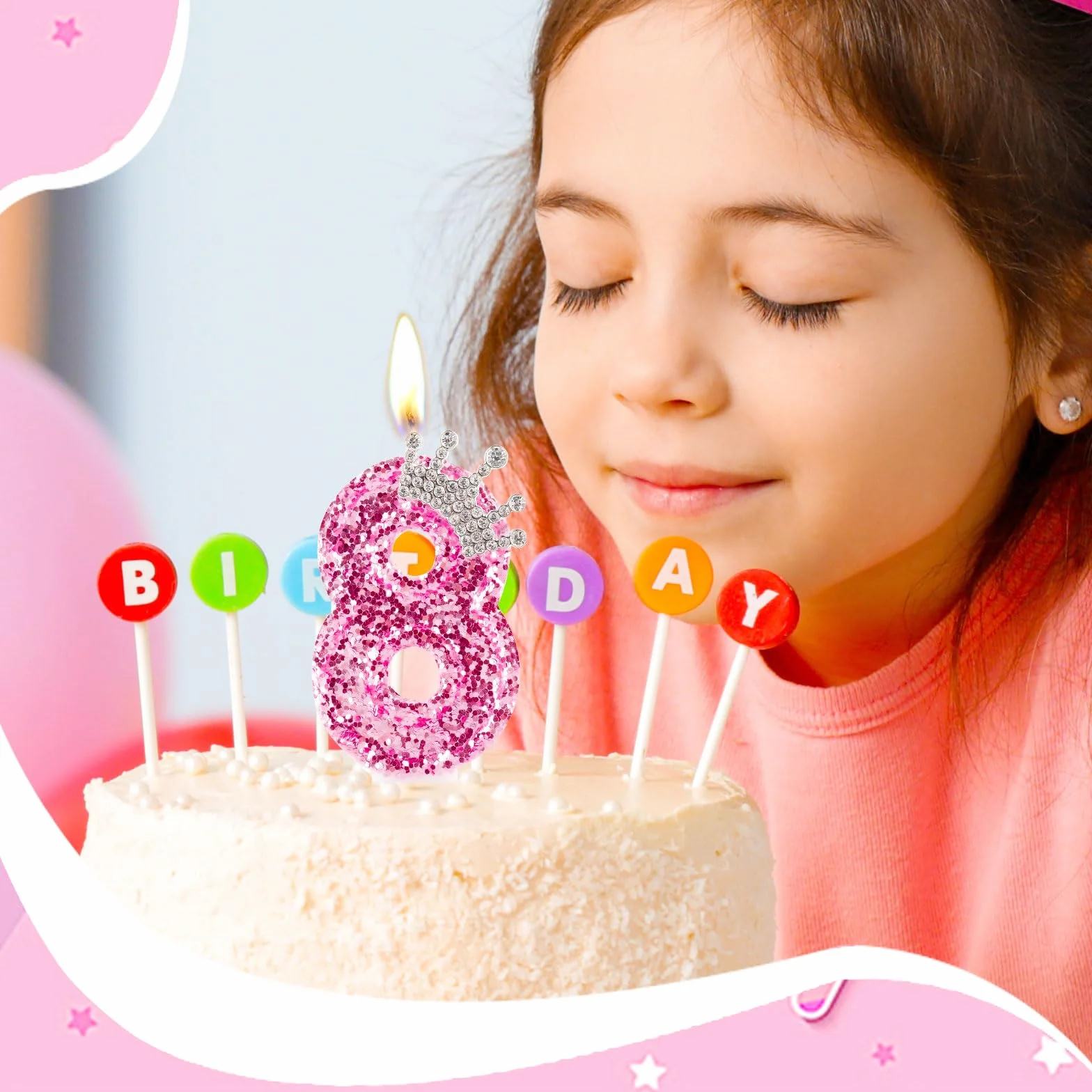 Bougies d'anniversaire 40 ans couronne rose numéro 40 pour filles femmes