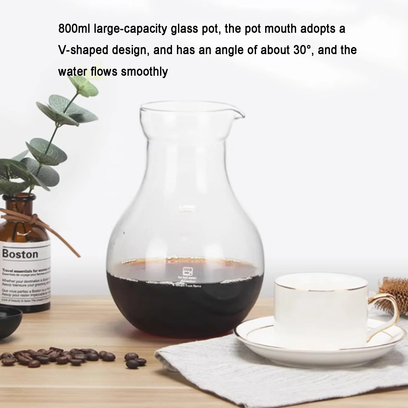Cold Brew Coffee Maker, Iced Drip Coffee Machine with Adjustable Dripper, Wood Frame, Stainless Steel Filter, 6-8 Cups