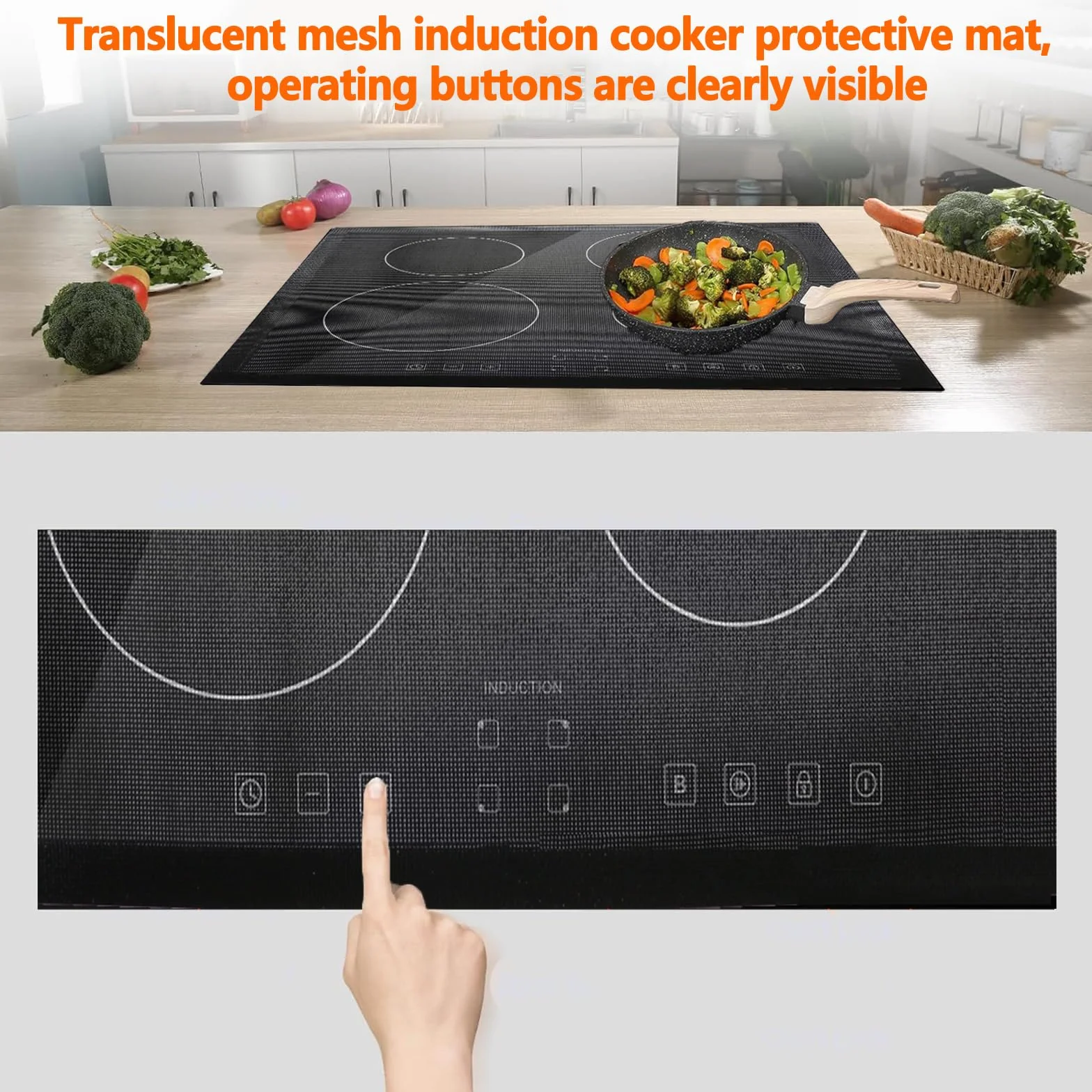 Tapis de Protection Plaque Induction Silicone 60x52cm Anti Rayures Non Slip