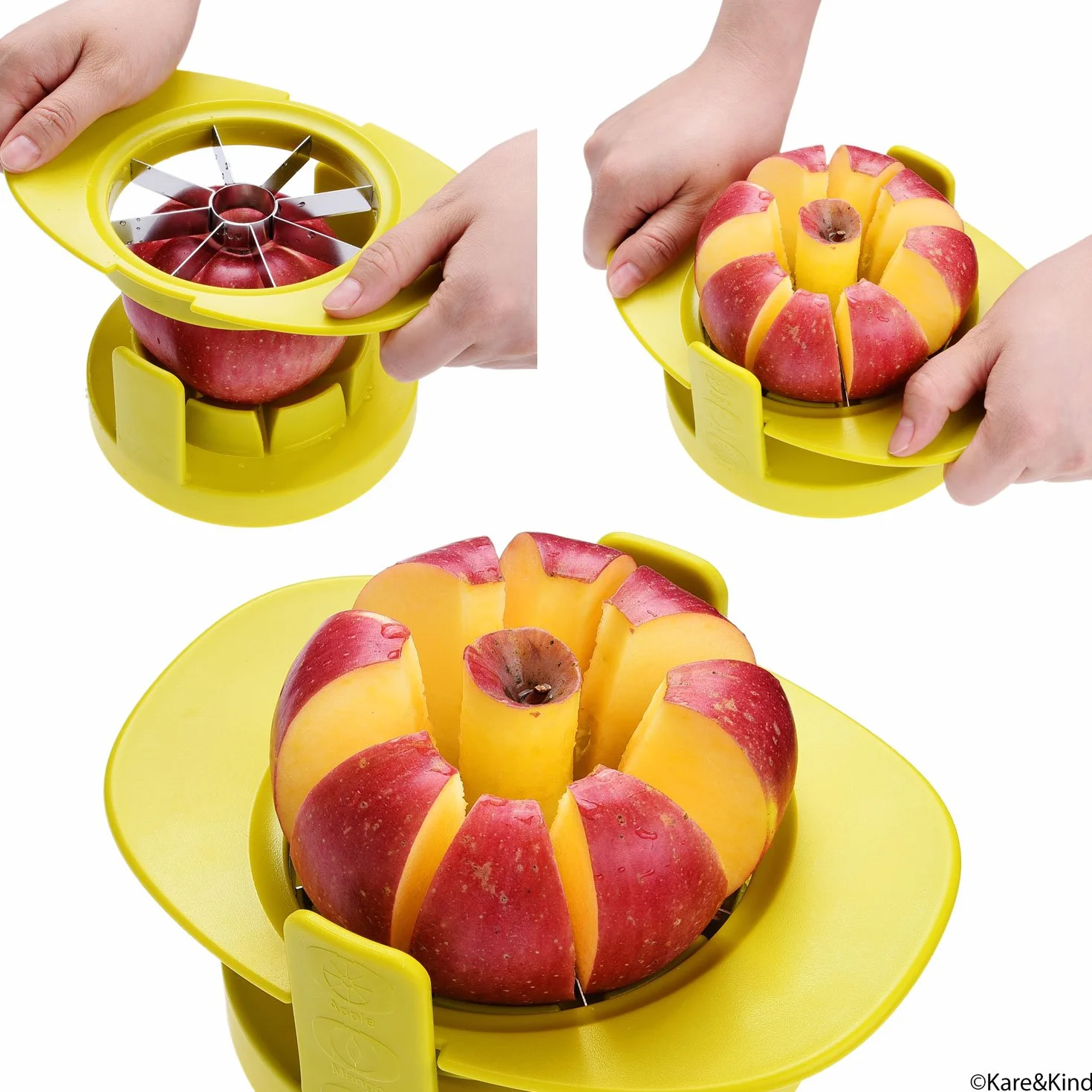 Lot de 3 Découpeurs Fruits et Légumes Kare & Kind – Coupe-Pomme, Coupe-Tomate, Coupe-Mangue