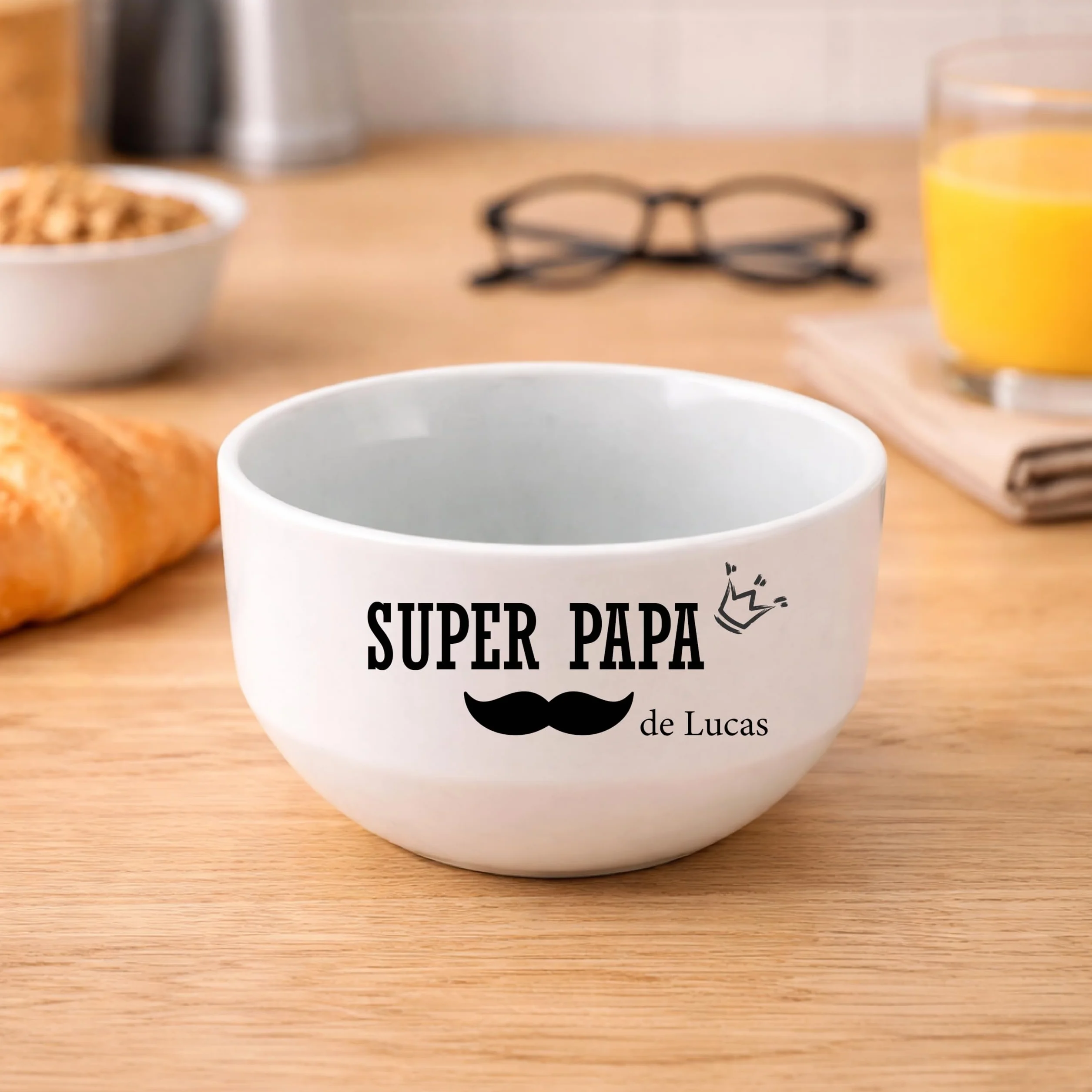 Bol Super Papa Personnalisé 600 ml – Bol avec Prénom Enfant – Céramique – Cadeau Fête des Pères Original