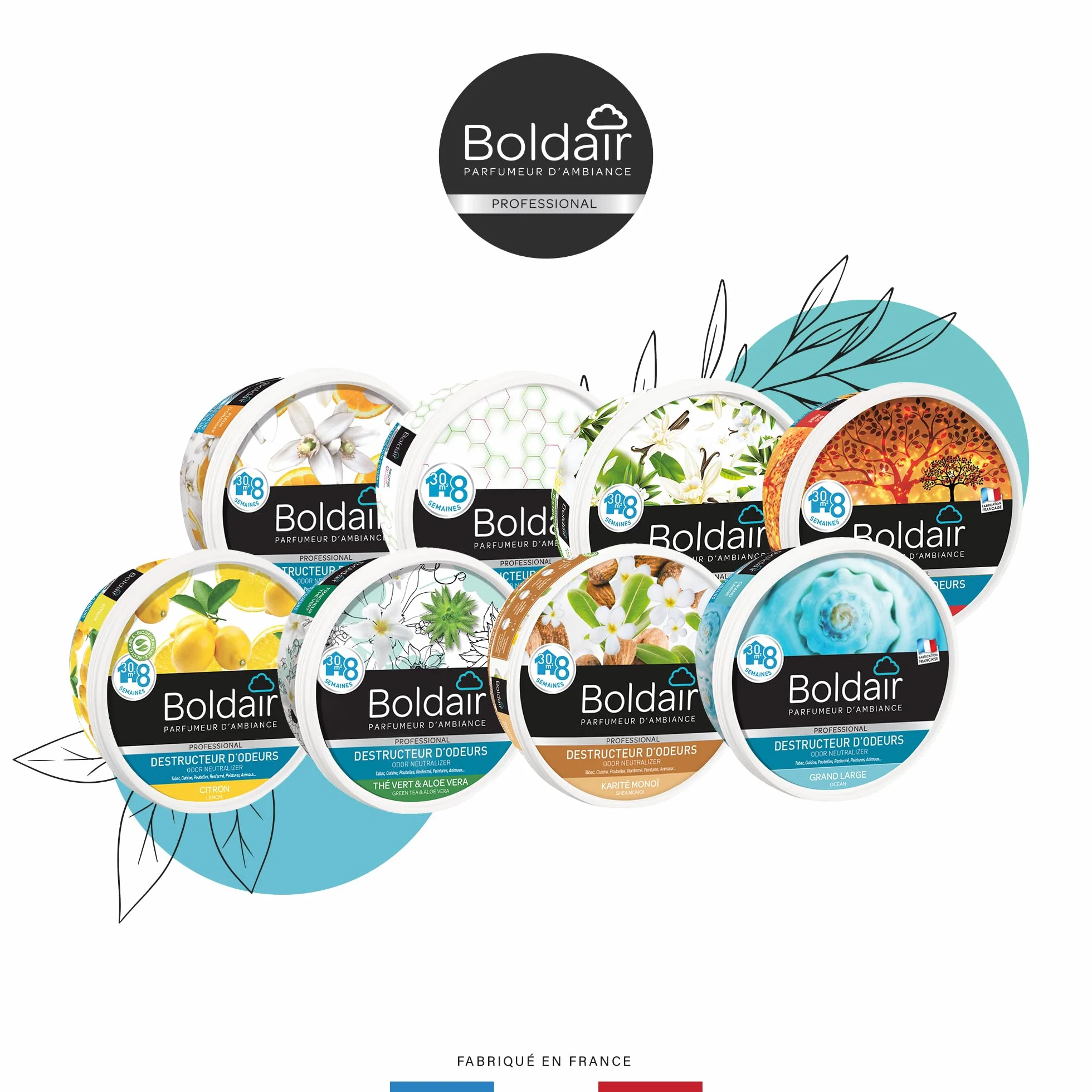 BOLDAIR Gel destructeur d'odeur Citron 300g Fabrication française