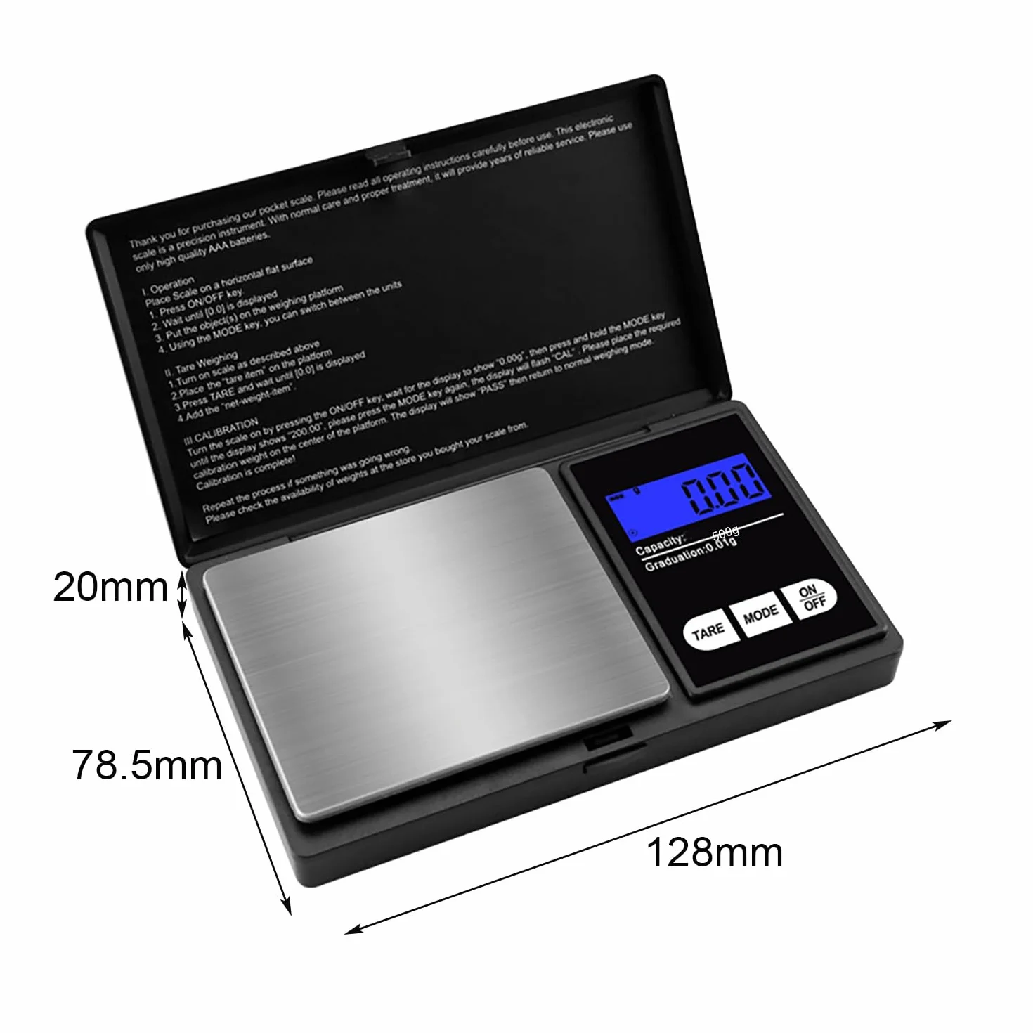 GeekerChip Balance de Precision 500g/0.01g Écran LCD Rétroéclairé Balance de Cuisine Numérique avec Tare
