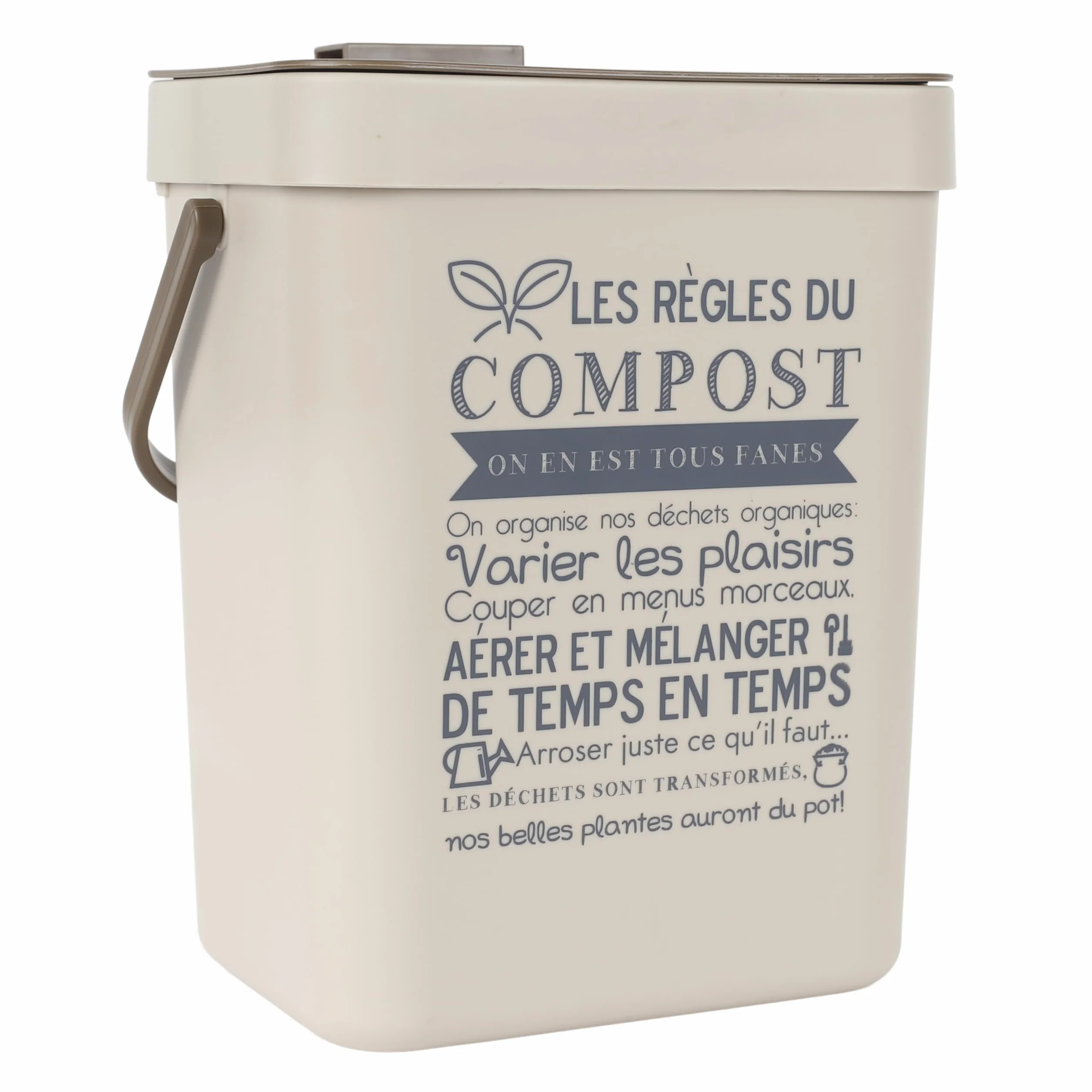 Poubelle à Compost 5L Plastique avec Accroche et Anse