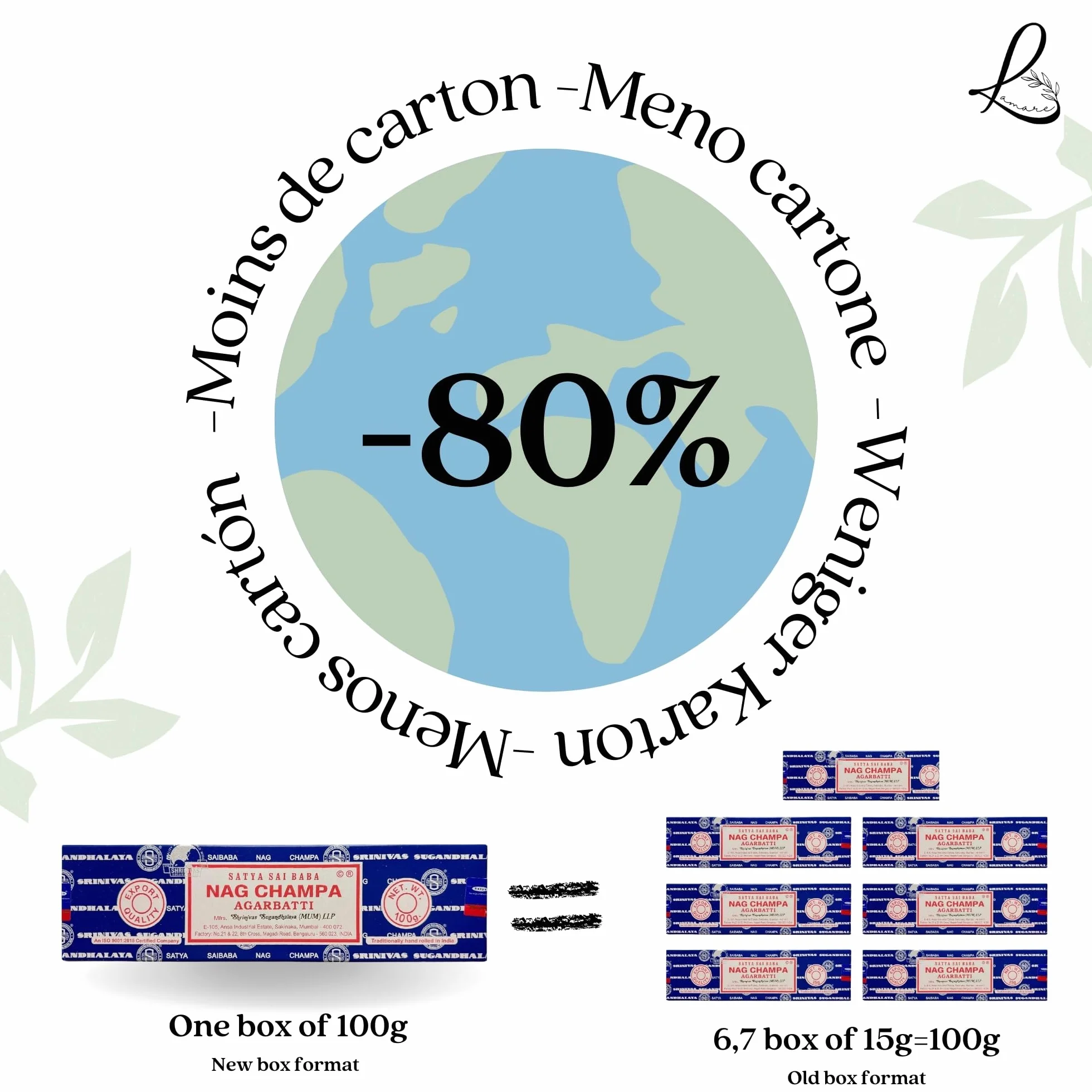 Bâtons d'encens Satya Nag Champa 1 Paquet 100 g Aromathérapie Méditation Yoga